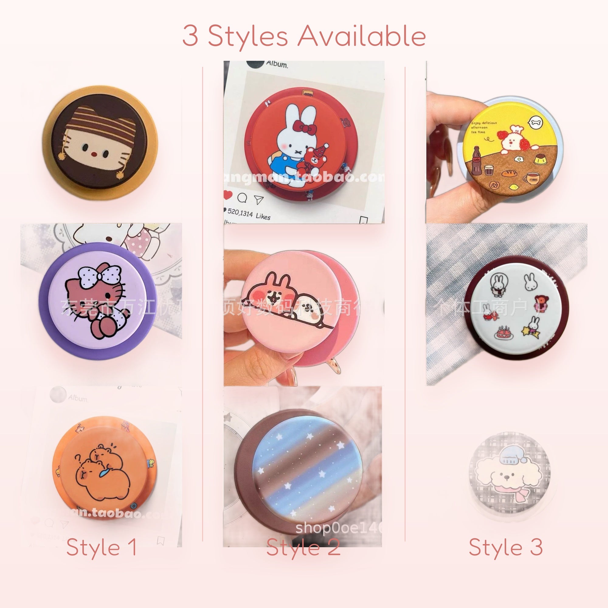 SIMPLYBUBBI — Assorted Cartoon & Pet Pop Grip Collection | Cute Phone Stand Holder