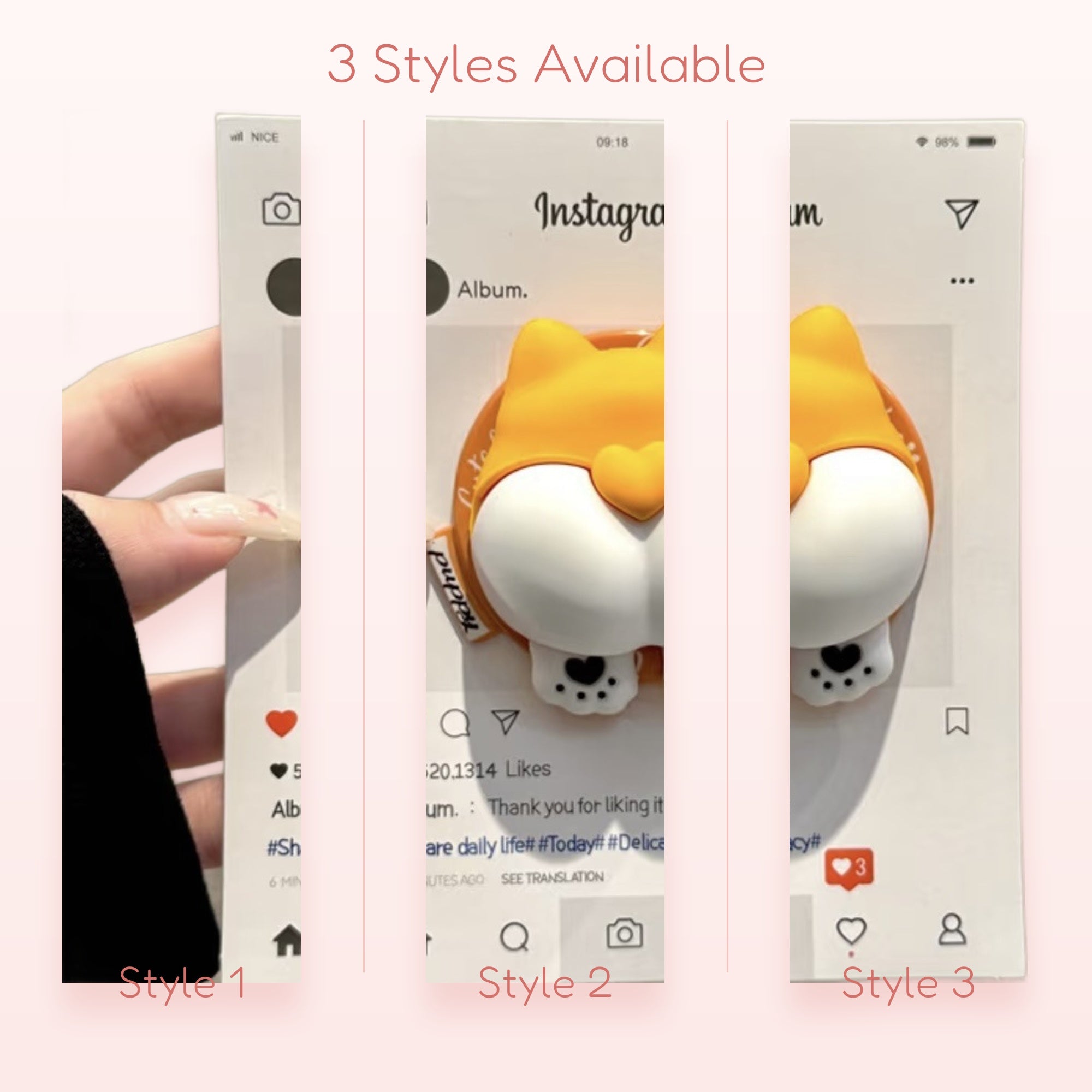 Cute Orange & White Shiba Inu Butt Phone Grip | Kawaii Dog Pop Socket Stand