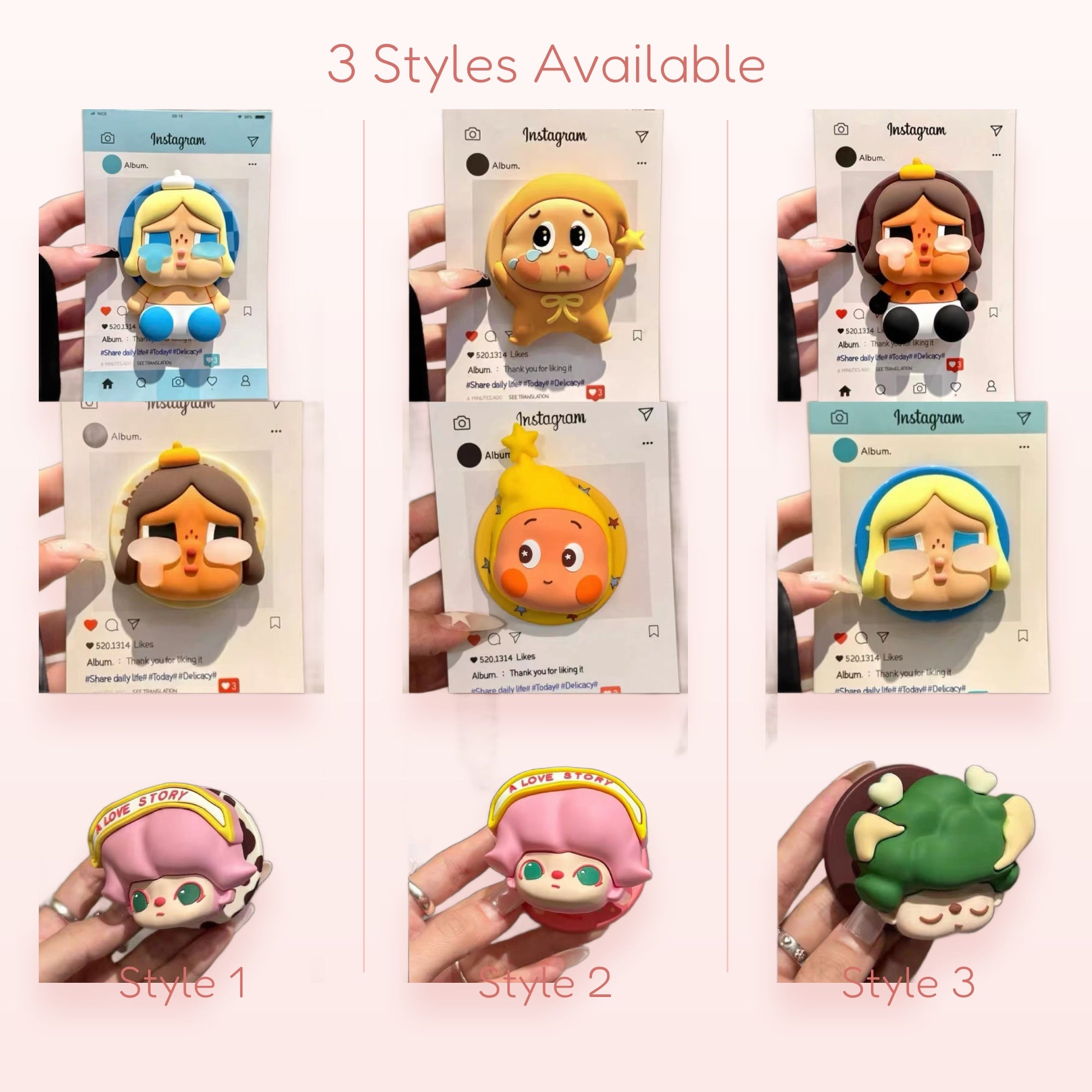 Kawaii Crying Baby Character Phone Grip | Cute Pop Socket Stand