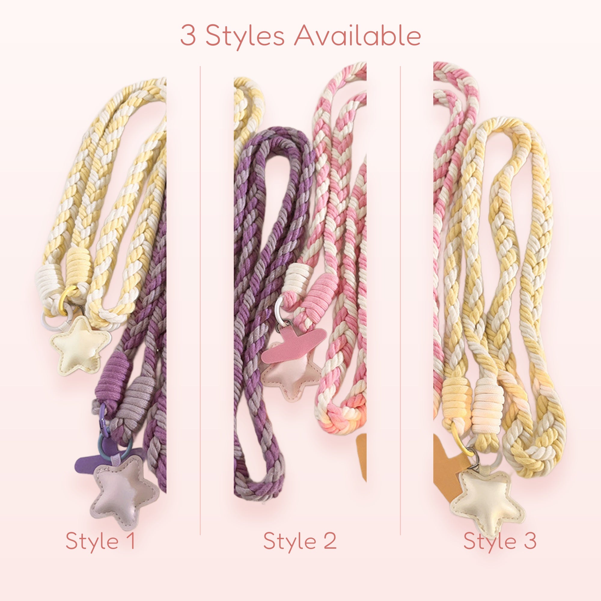 SIMPLYBUBBI — Braided Star Phone Lanyard | Pastel Woven Rope Strap