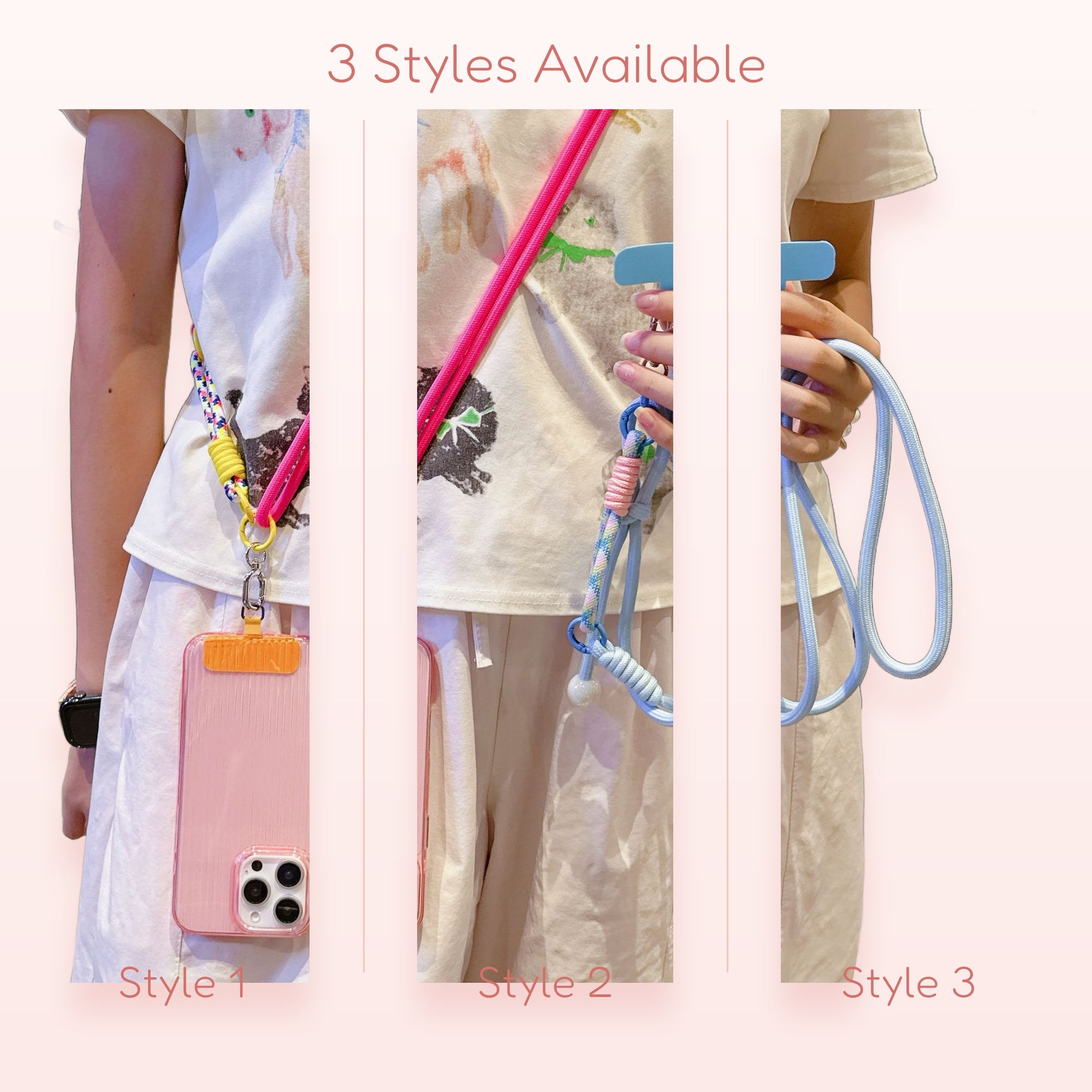 Pink & Blue Crossbody Phone Lanyard with Phone Case | Aesthetic Adjustable Strap