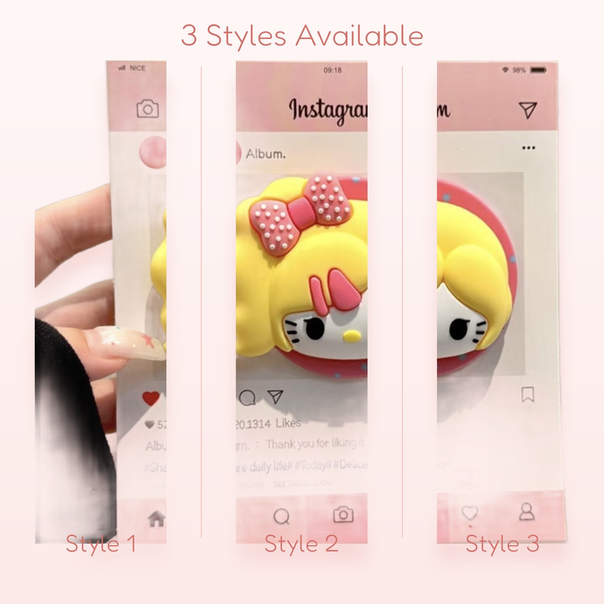 Kawaii Hello Kitty Instagram Post Phone Grip | Cute Pink Pop Socket Stand