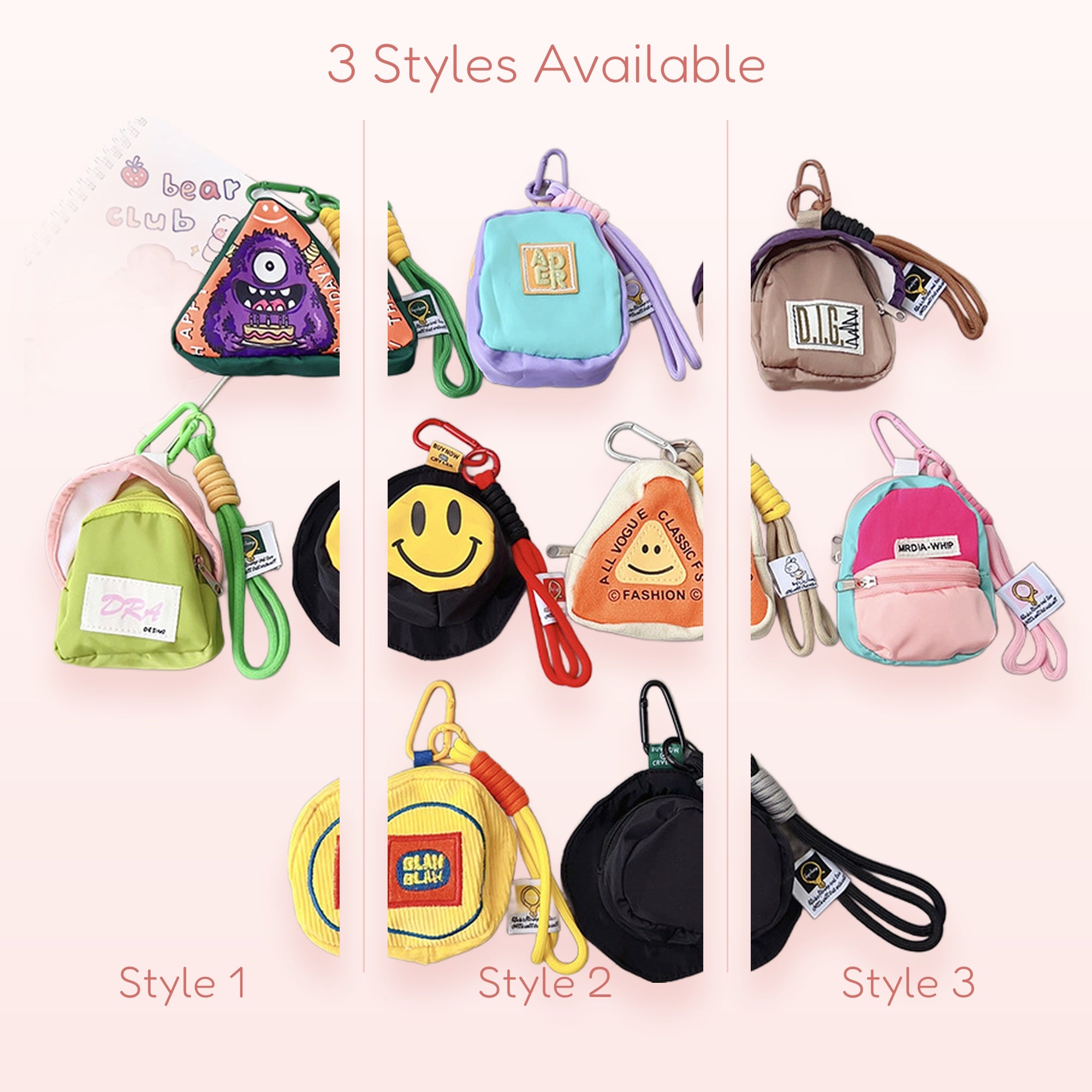 Cute Mini Bag Phone Charms | Kawaii Backpack & Bucket Hat Keychains