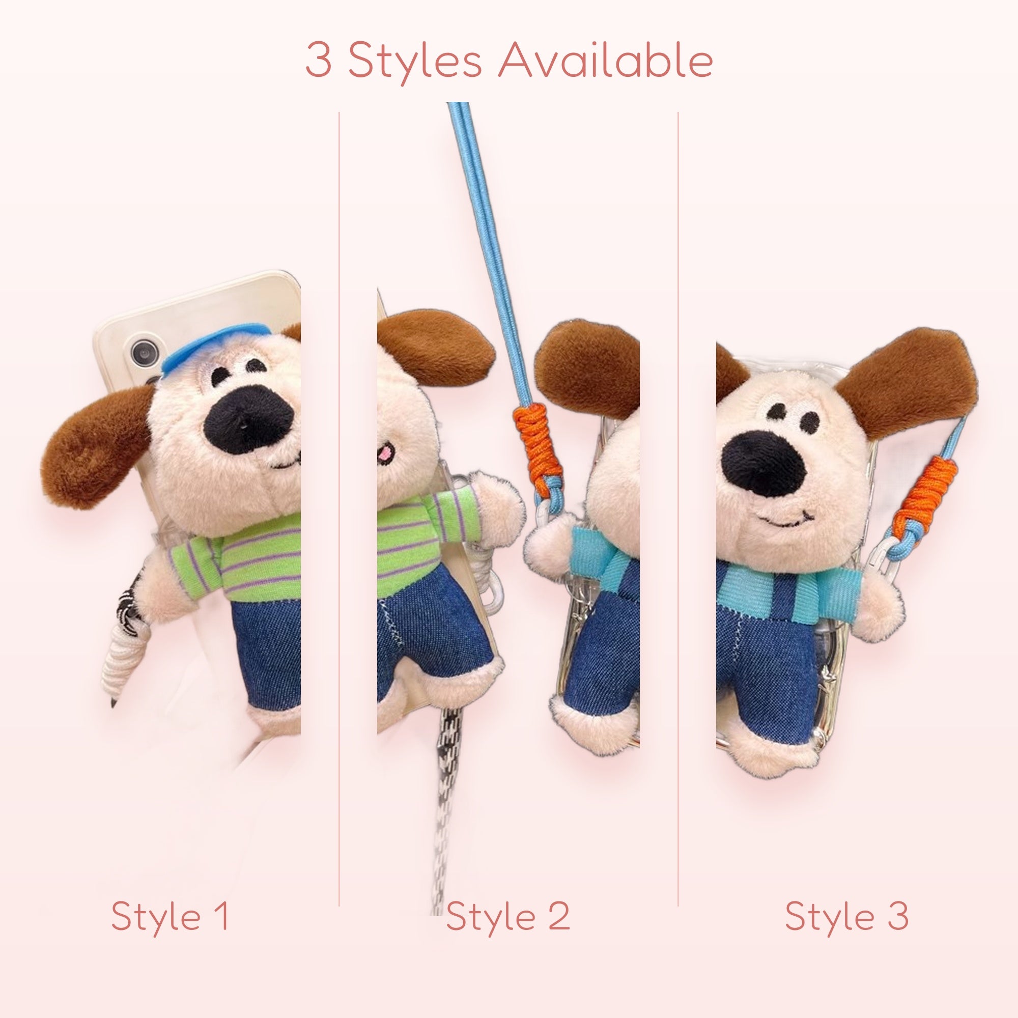 Cute Plush Dog Phone Charm Lanyard | Kawaii Cartoon Animal Crossbody Strap
