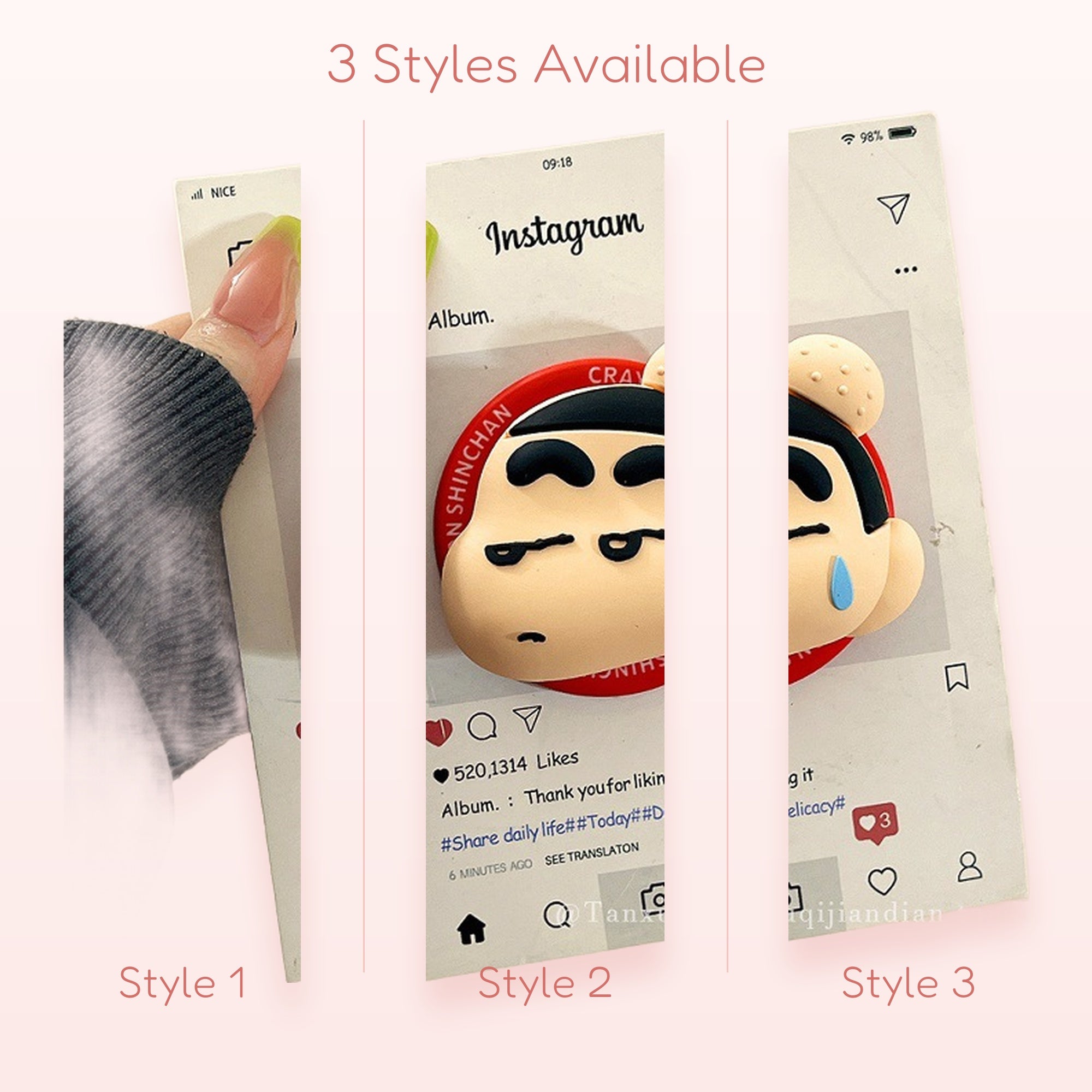 Crayon Shin-chan Crying Face Phone Grip | Kawaii Anime Pop Socket Stand