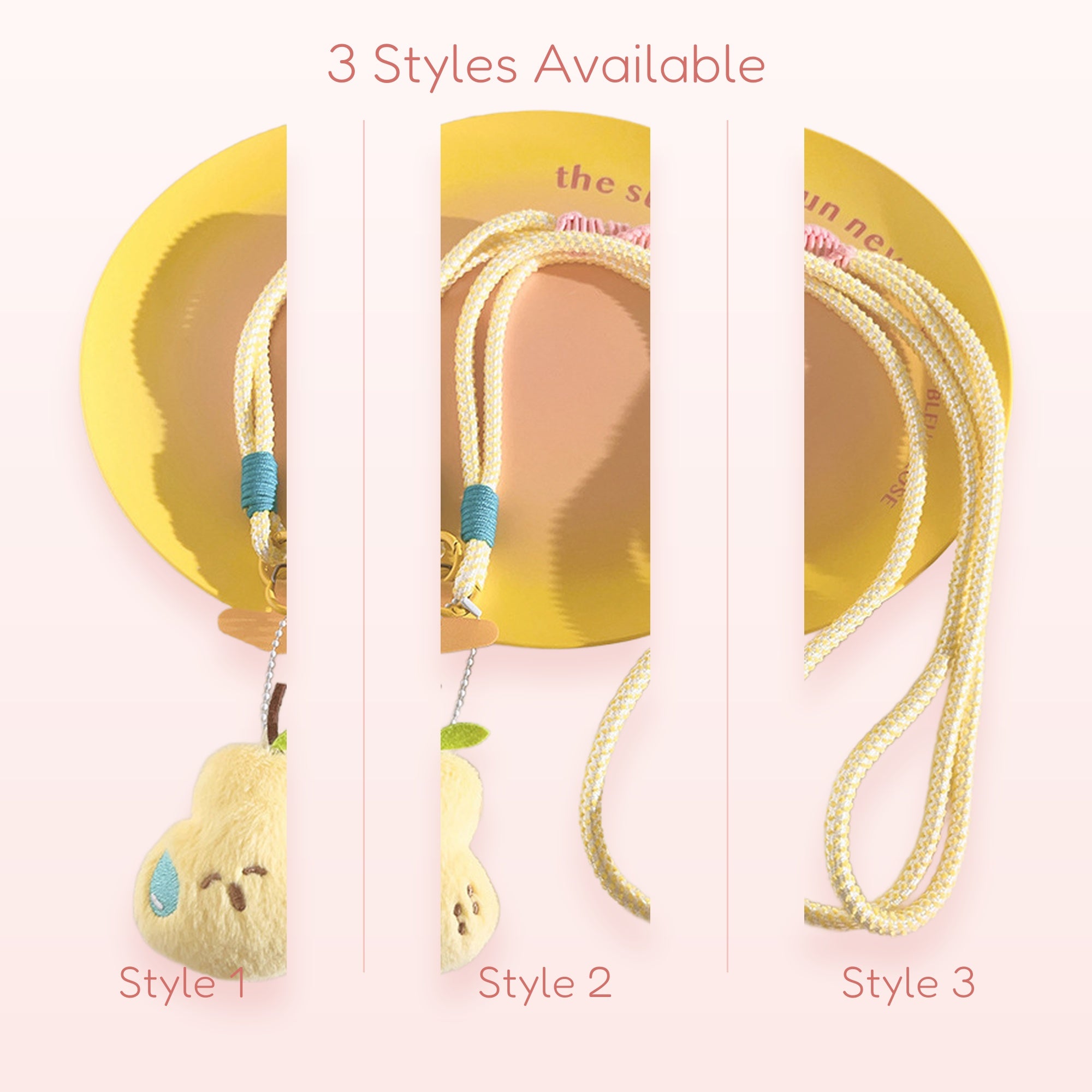 Cute Pear Plush Phone Lanyard | Aesthetic Yellow Braided Neck Strap