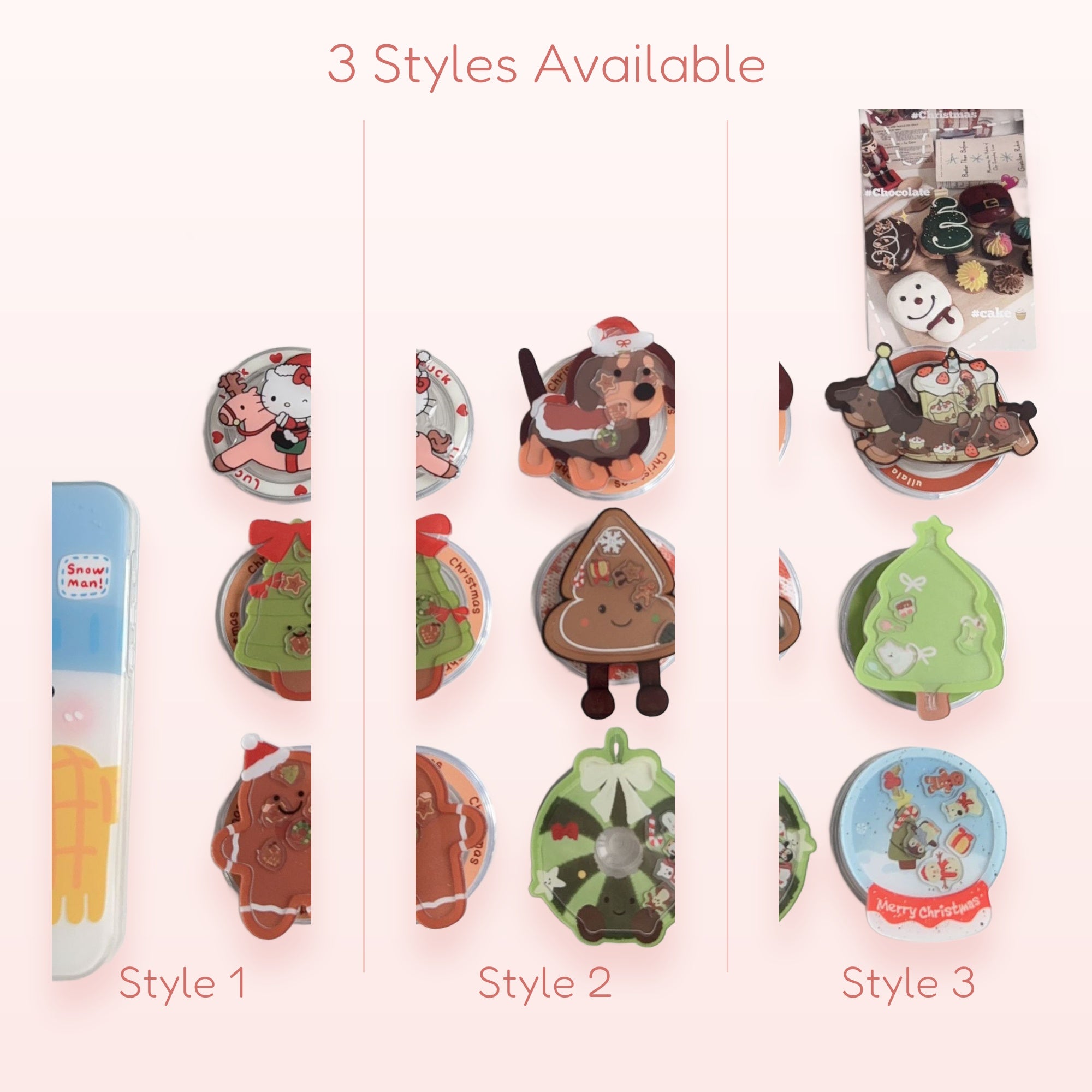 Cute Christmas Holiday Character Phone Grip Collection | Kawaii Pop Socket Stand
