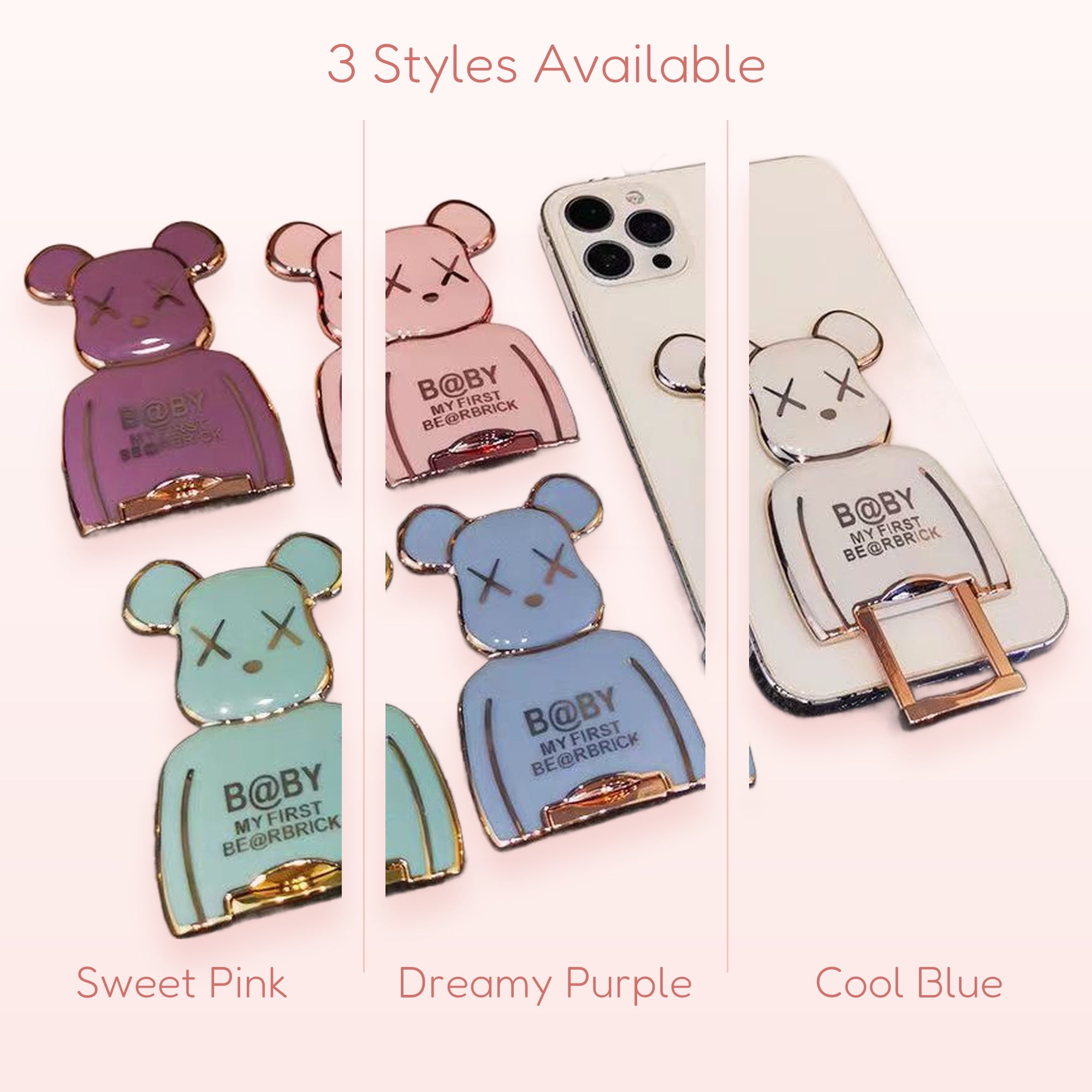 Kawaii Bear Phone Grip & Stand | Cute Pastel Phone Holder