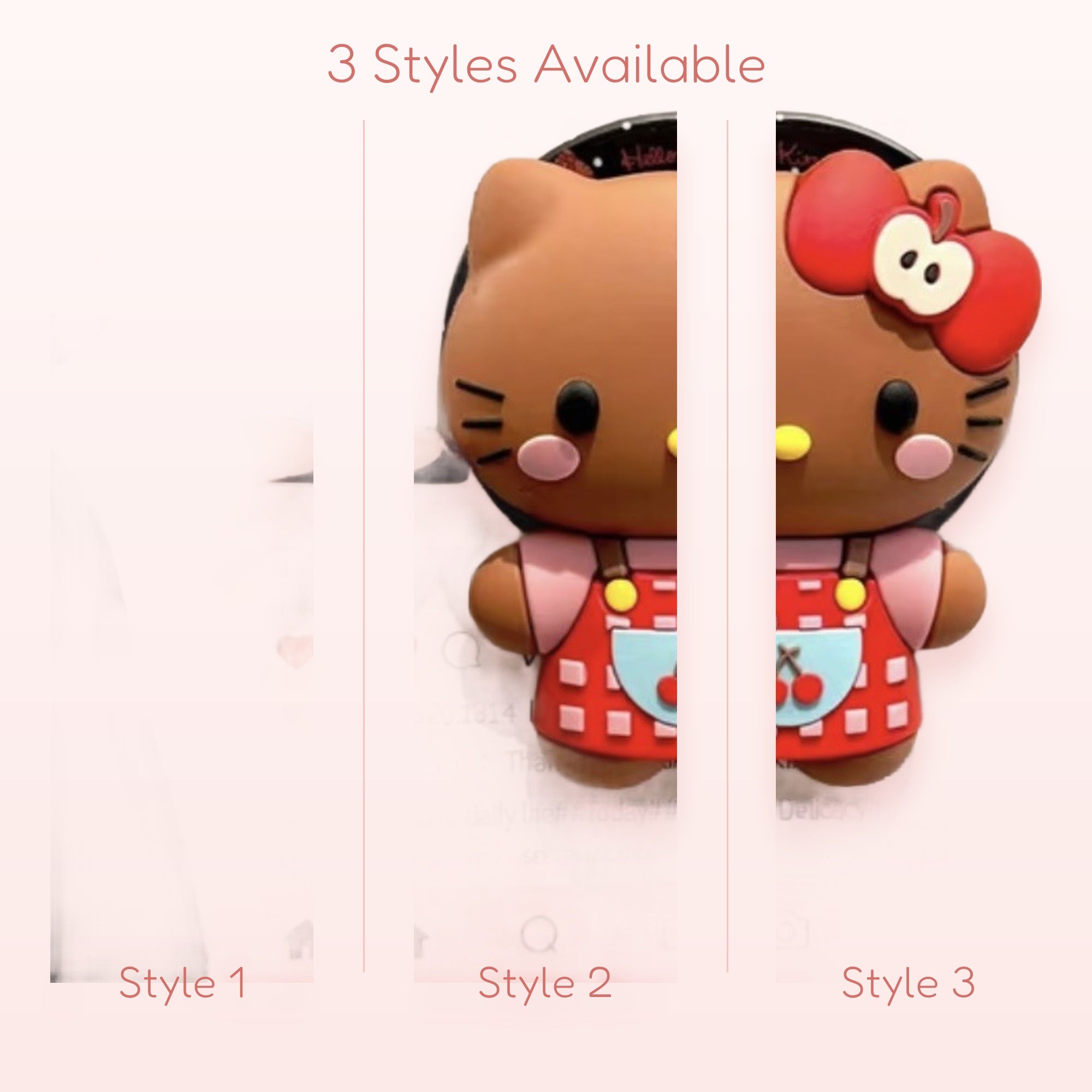 Cute Brown Hello Kitty Phone Grip | Kawaii Apple Bow Pop Socket Stand