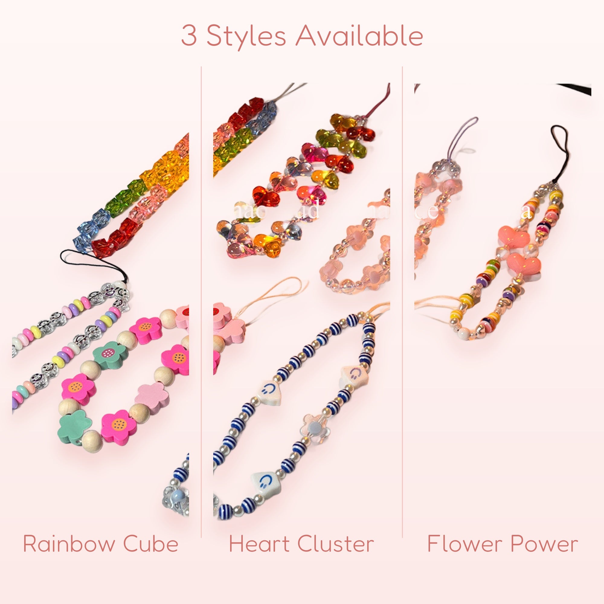 Kawaii Beaded Phone Charm Strap | Cute Wrist Lanyard for Phones