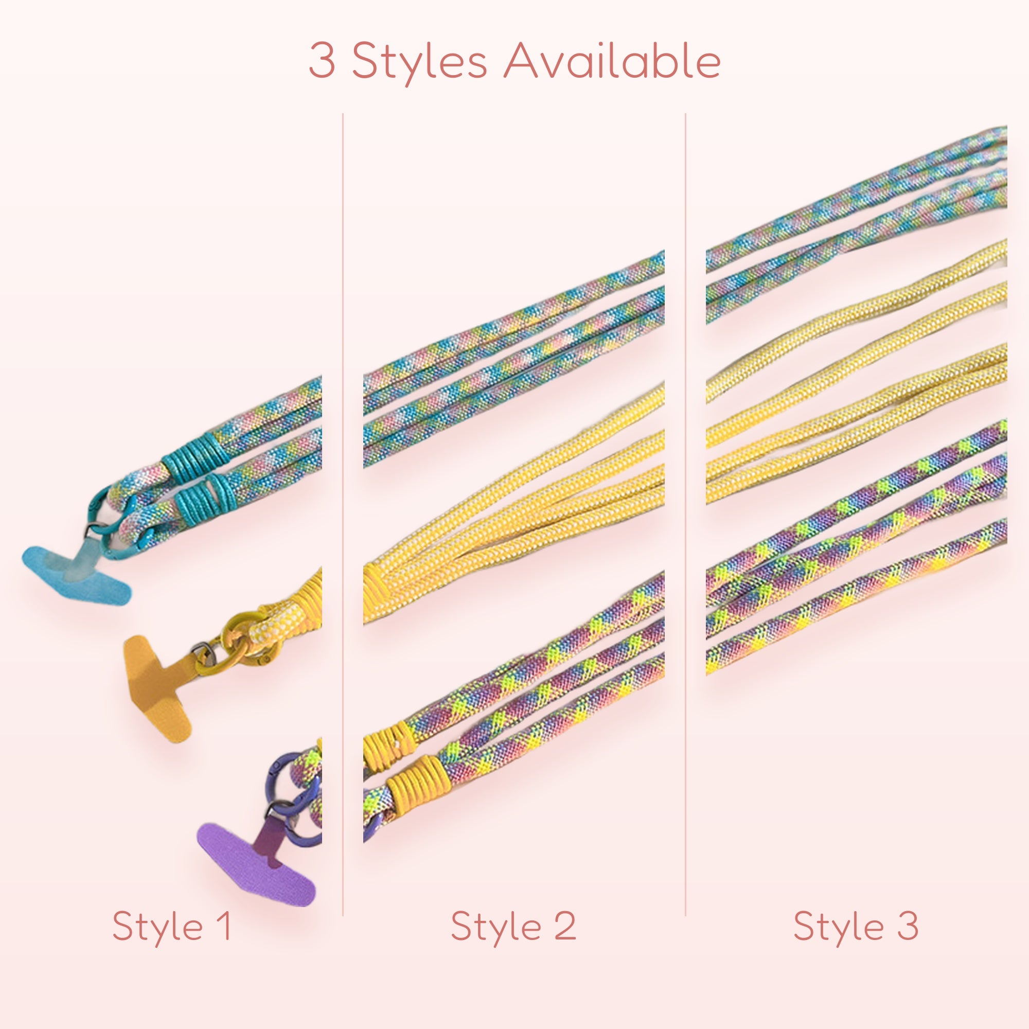 Rainbow Braided Phone Lanyard | Colorful Crossbody Strap with Phone Anchor