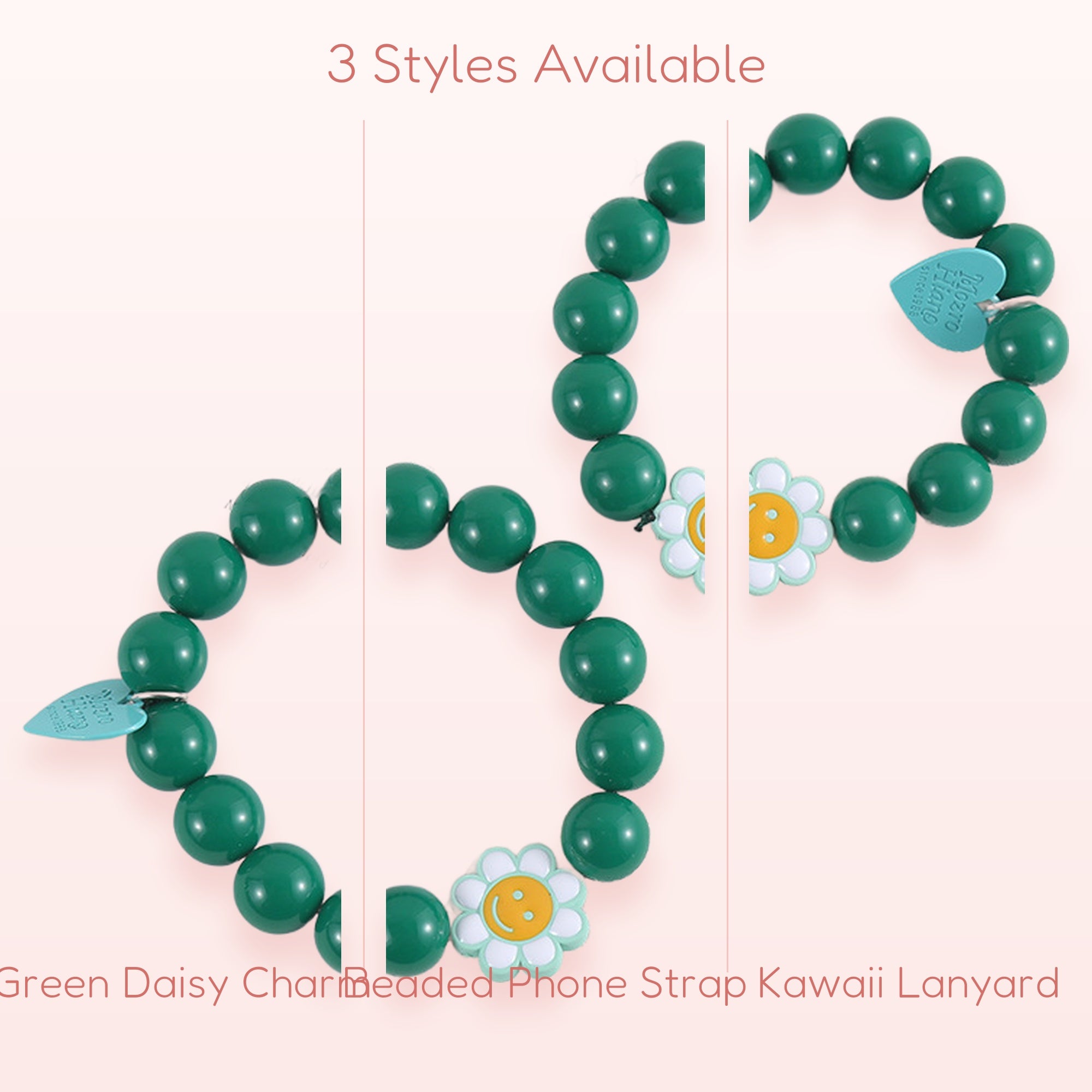 Green Daisy Bead Phone Charm Strap | Cute Wrist Lanyard