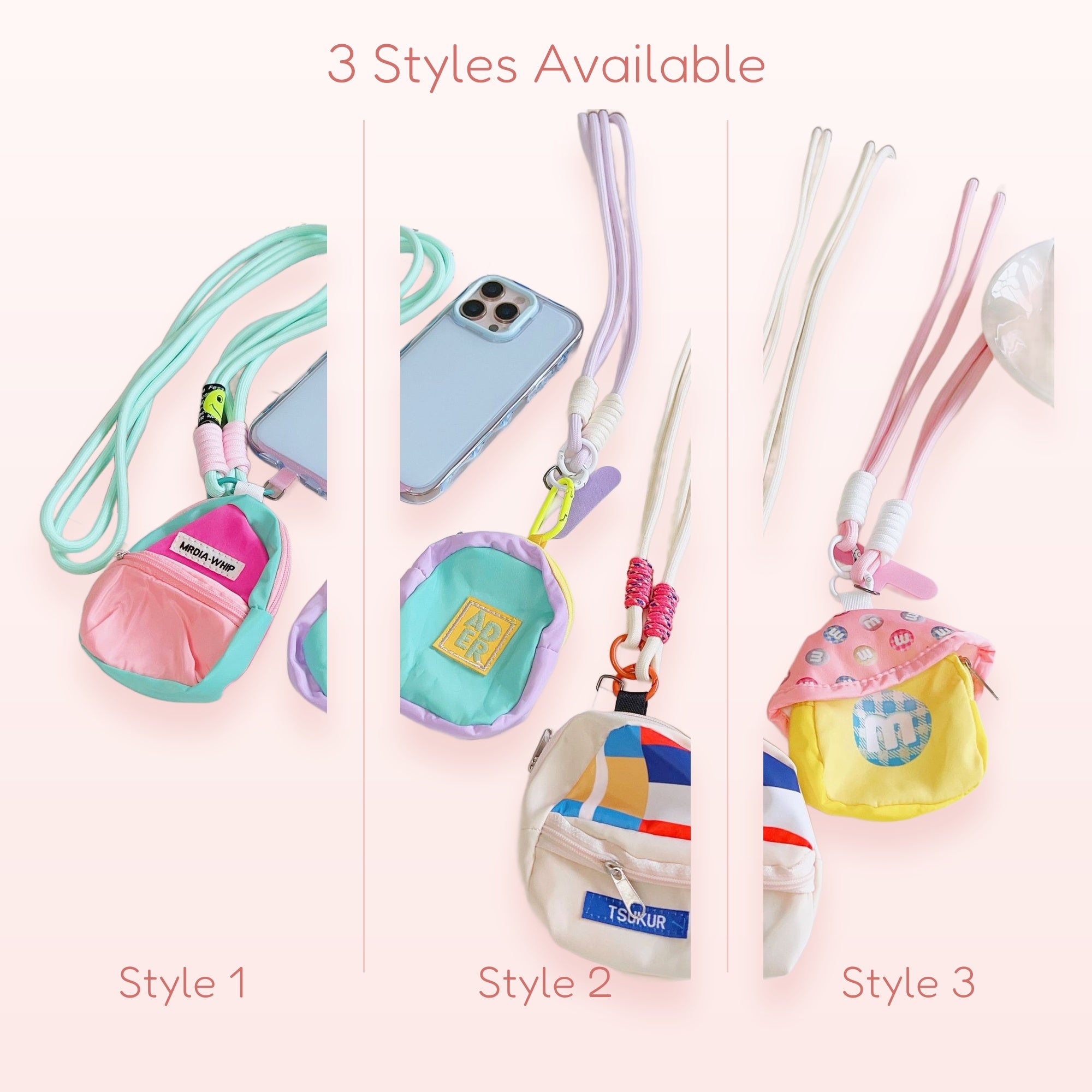 Pastel Mini Backpack Phone Lanyard | Cute Crossbody Strap with Pouch