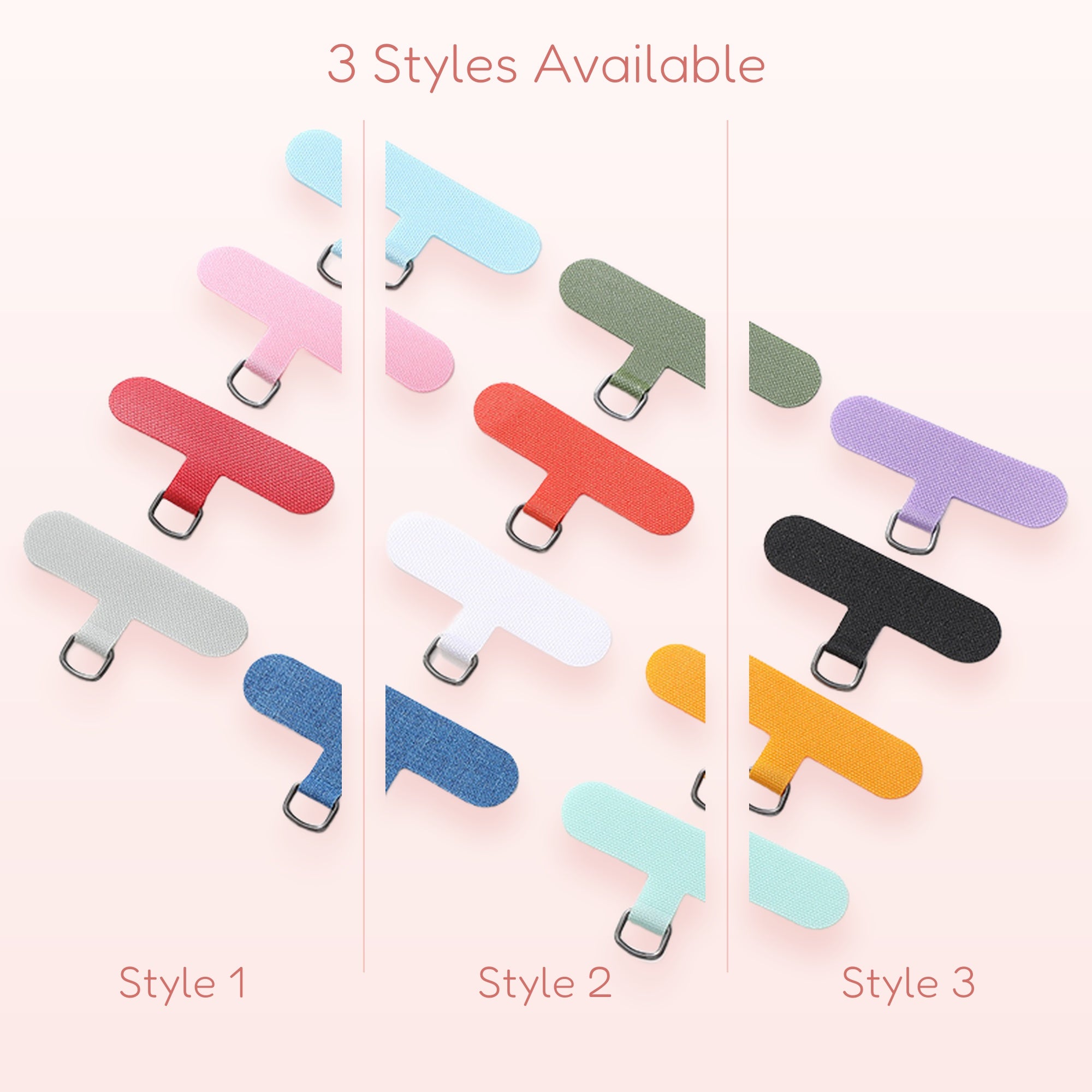 SIMPLYBUBBI — Assorted Solid Phone Lanyard Patches | Universal Phone Tether Tabs
