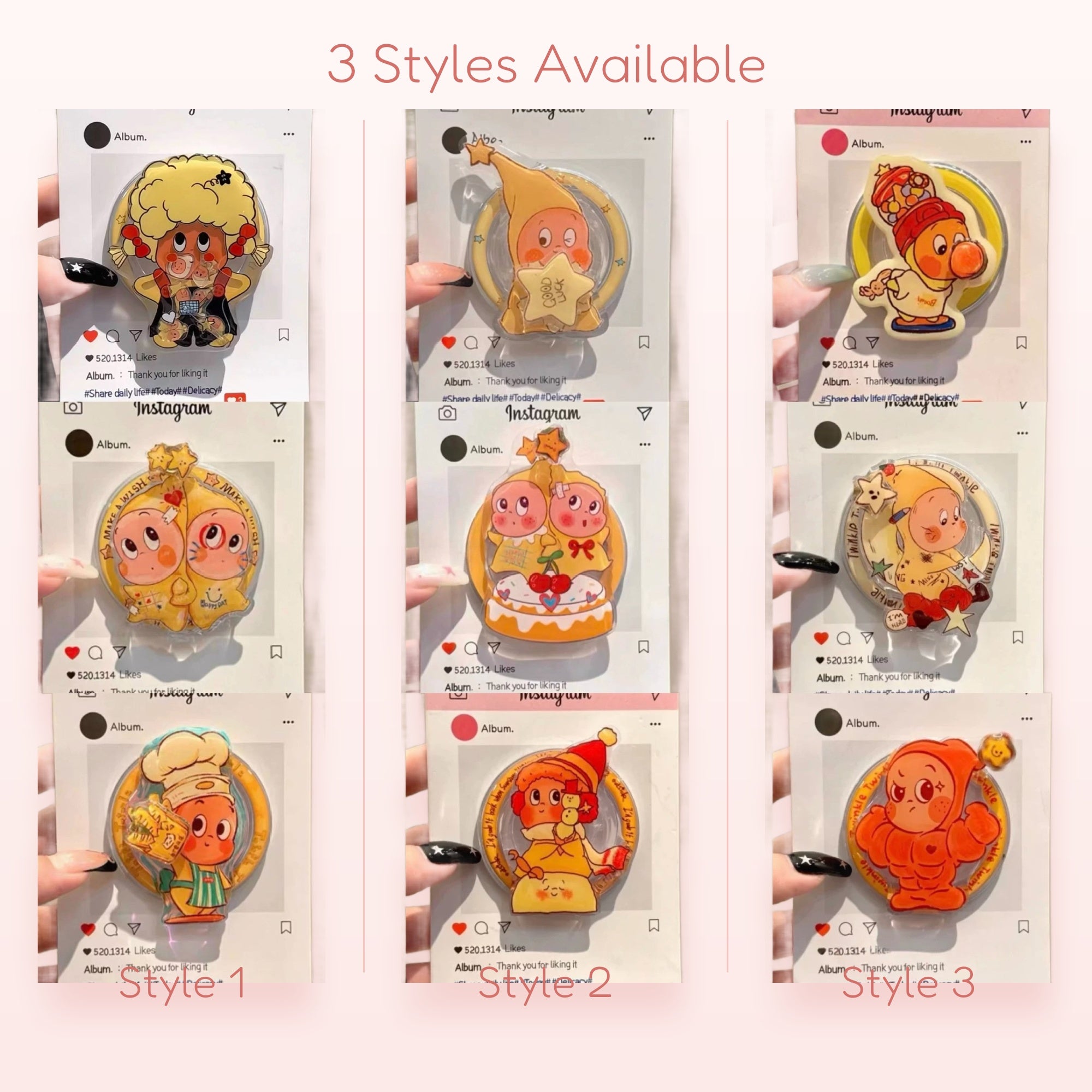 Kawaii Cartoon Character Phone Grip Collection | Cute Acrylic Pop Socket Stand