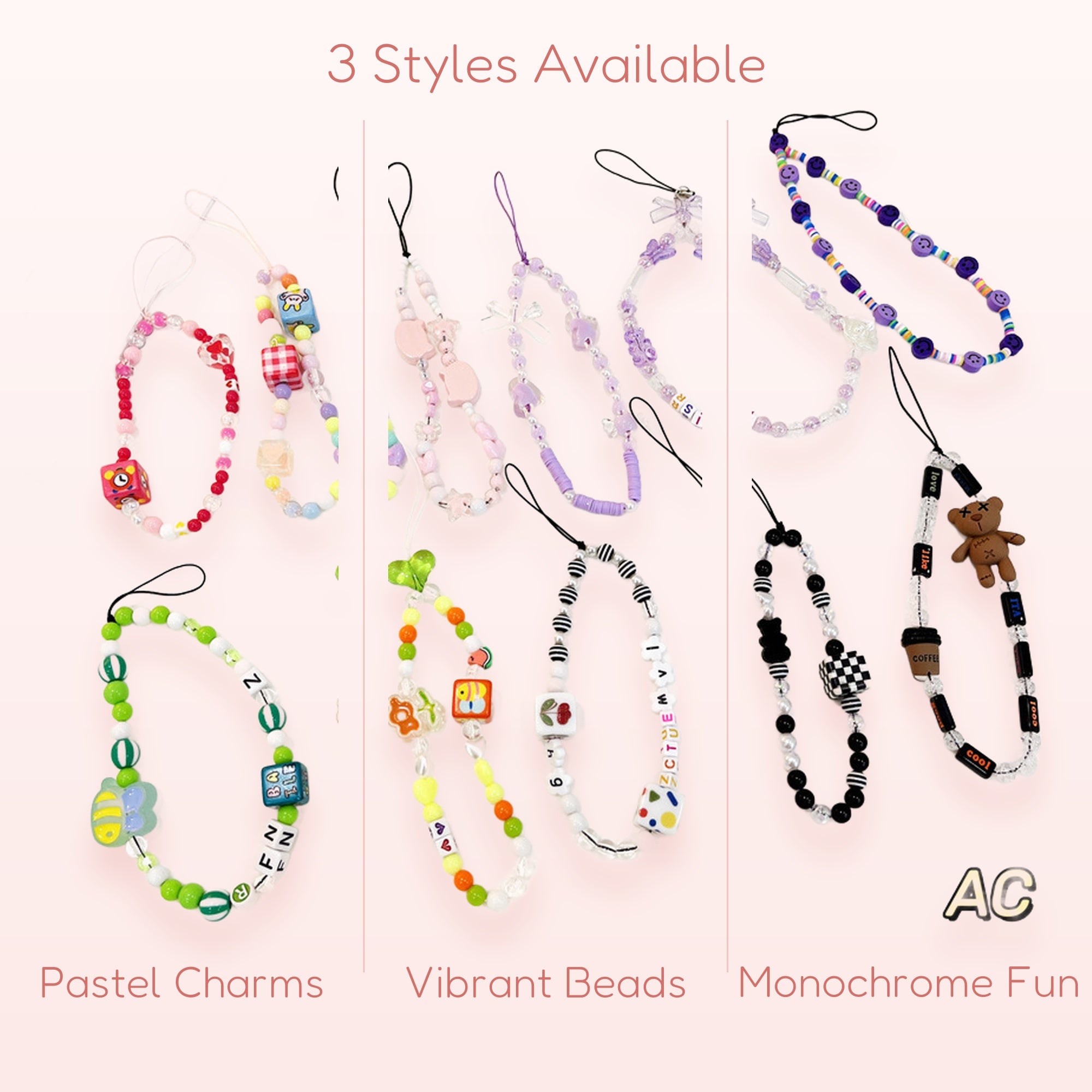 Kawaii Beaded Phone Charm Strap | Cute Wrist Lanyard for Phones