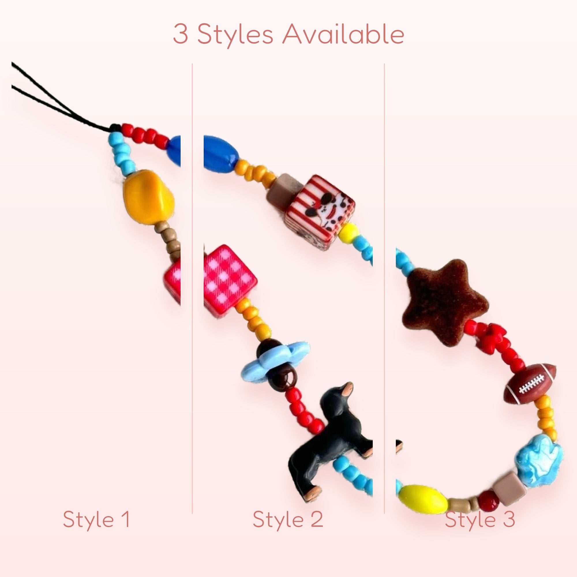 Cute Assorted Charm Beaded Phone Charm | Playful Y2K Wrist Strap Lanyard