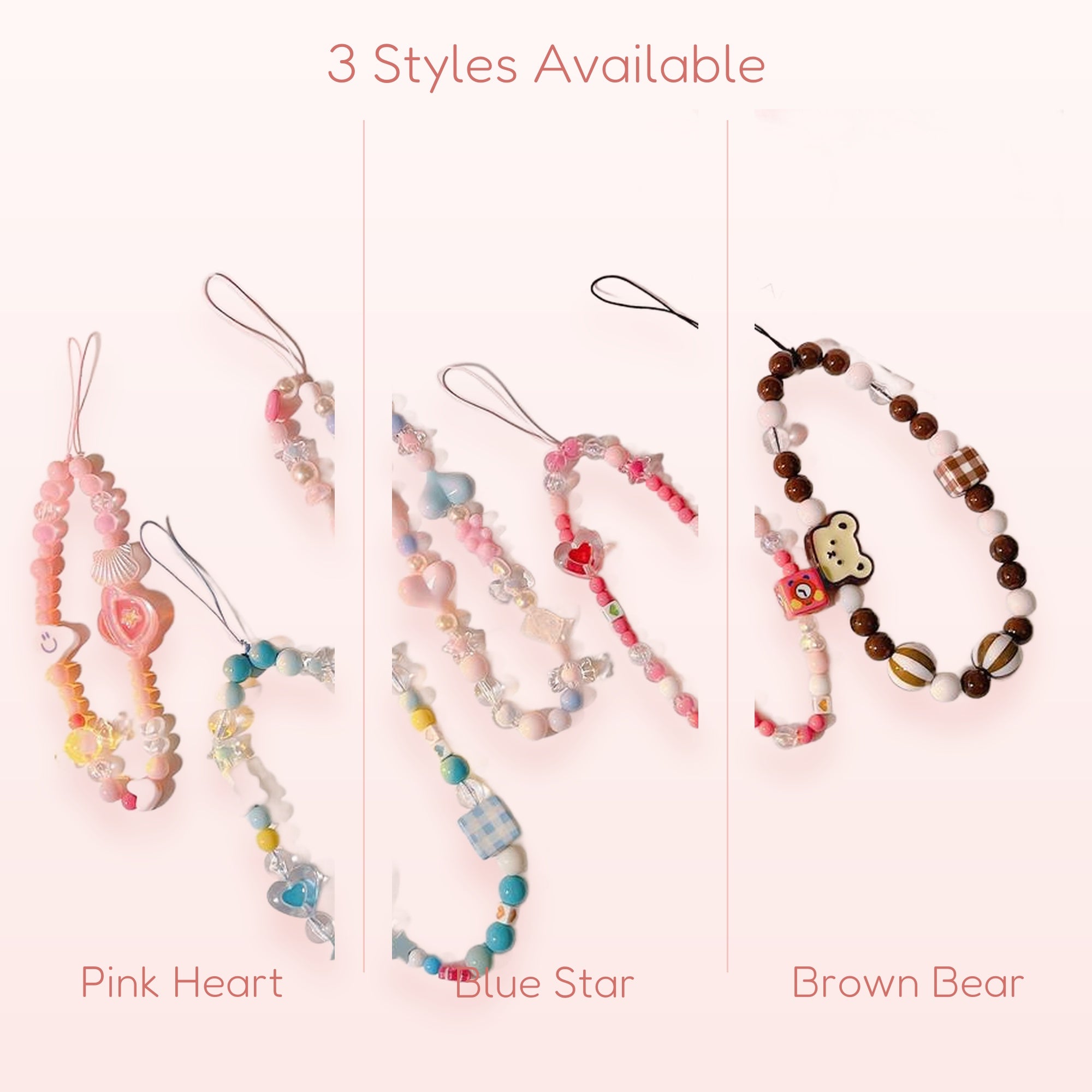 Kawaii Beaded Phone Charm Strap | Cute Wrist Lanyard for Phones