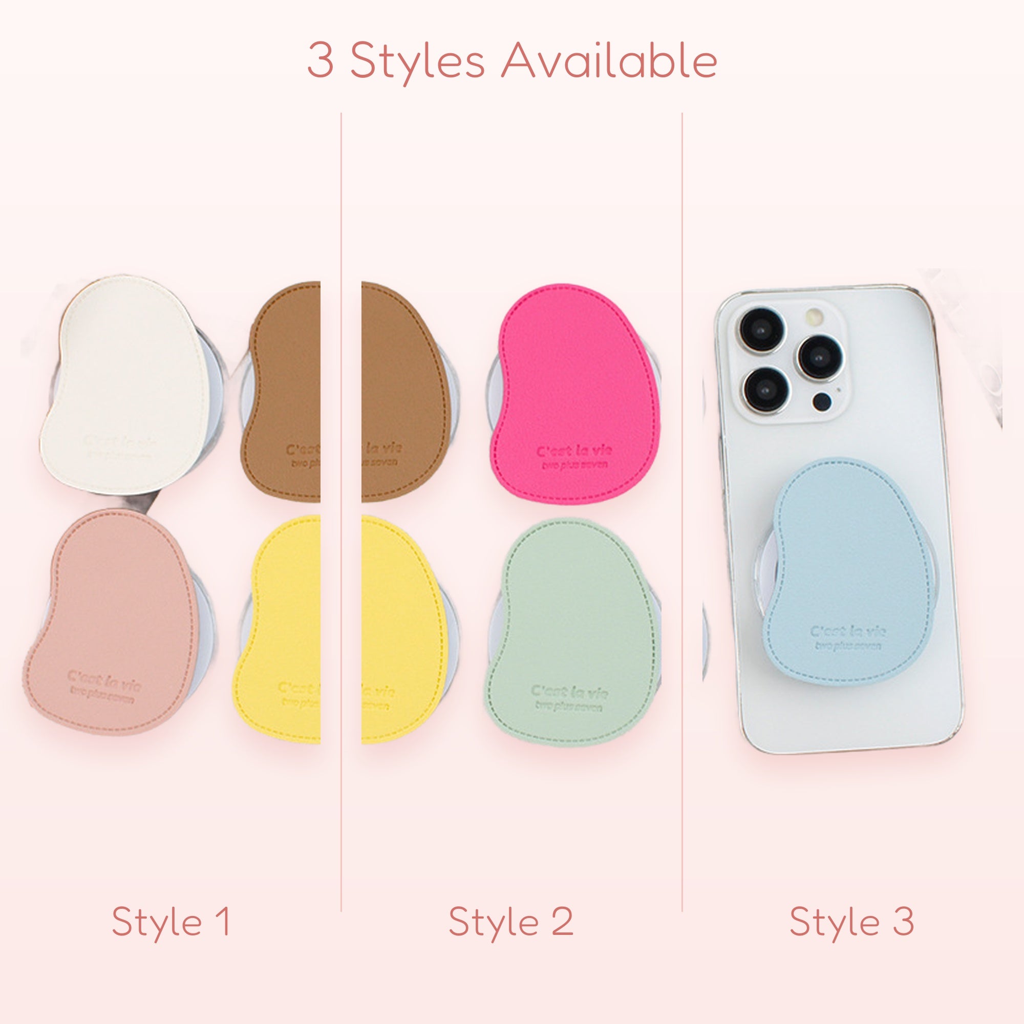 Aesthetic Organic Shape Phone Grip | Cute Pastel Faux Leather Pop Socket Stand