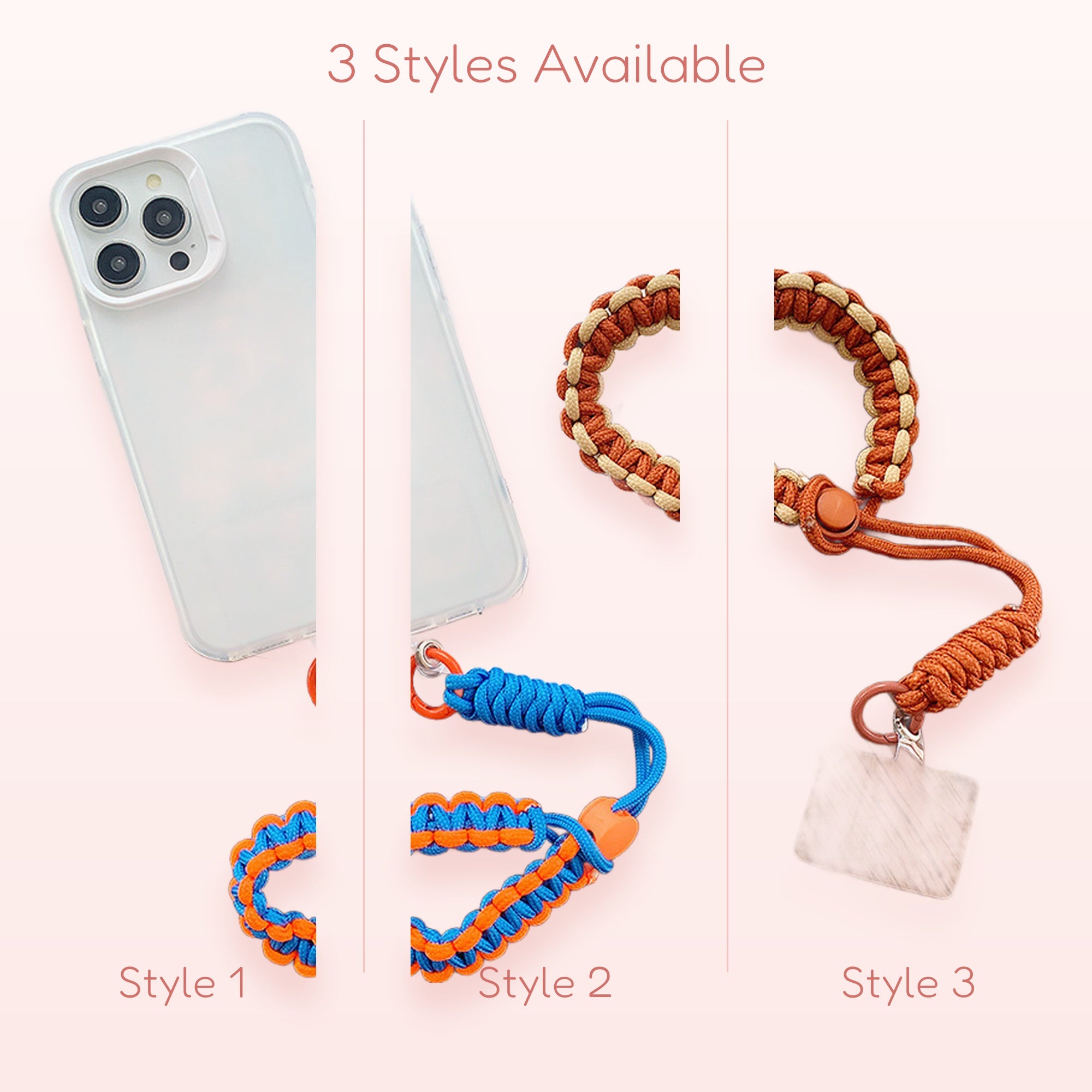Braided Paracord Phone Charm Wristlet | Aesthetic Orange & Blue Phone Lanyard