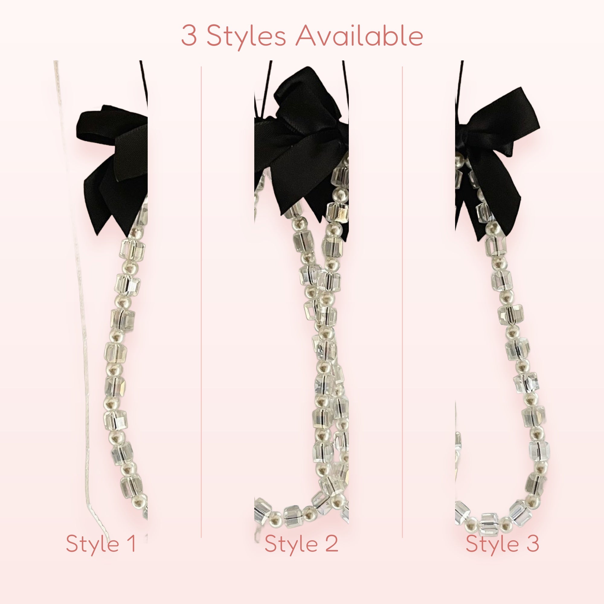 Clear Cube & Pearl Phone Charm Strap | Aesthetic Beaded Wrist Lanyard