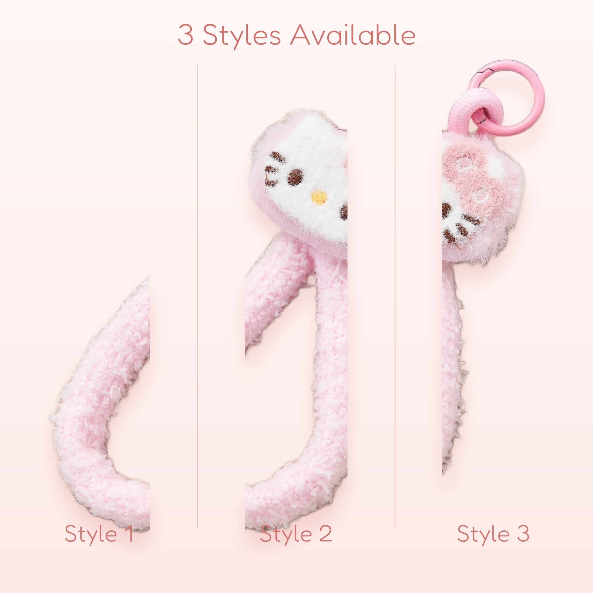 Fluffy Pink Hello Kitty Phone Charm Strap | Kawaii Plush Wrist Lanyard