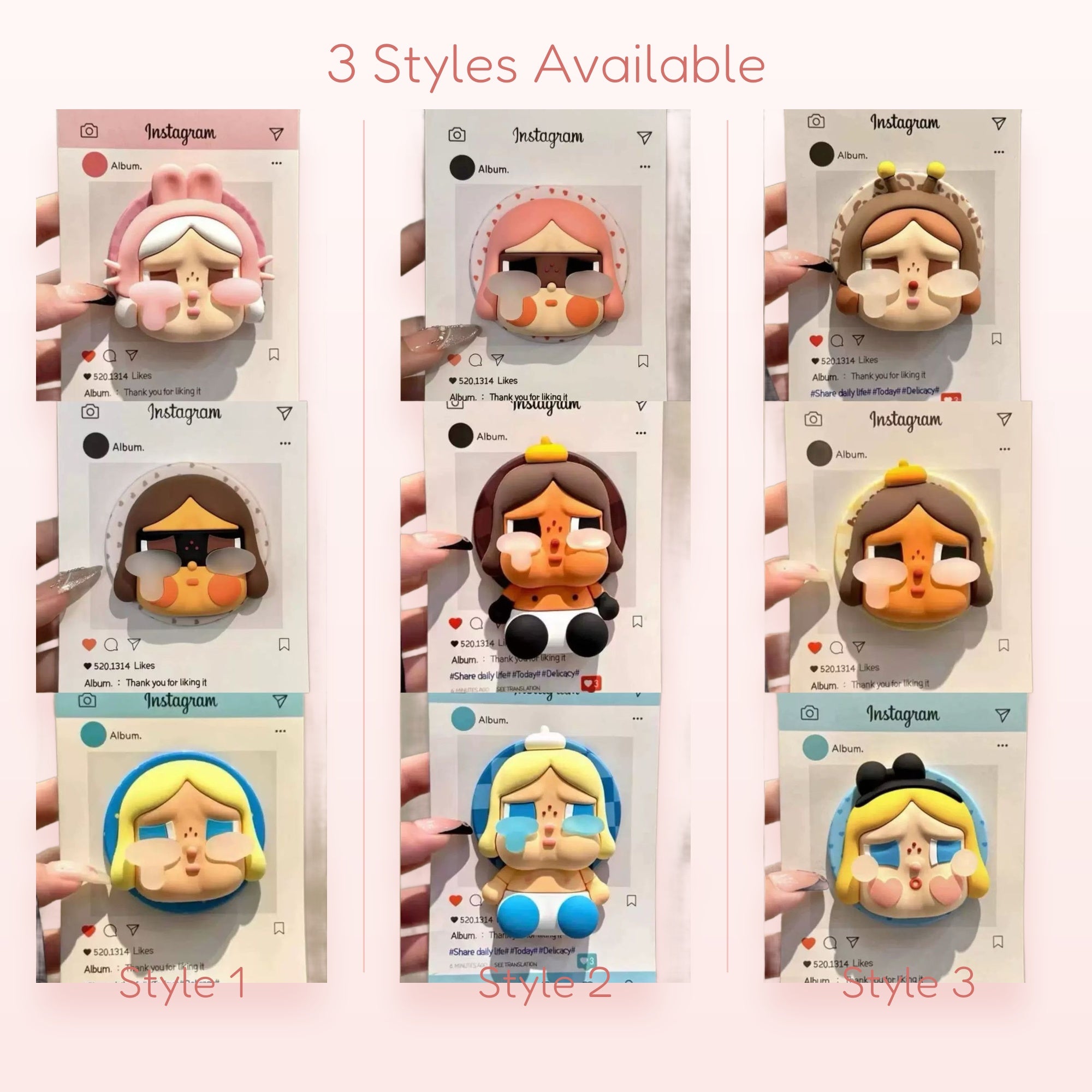 Kawaii Crying Chibi Girl Phone Grip | Pastel Pop Socket Stand