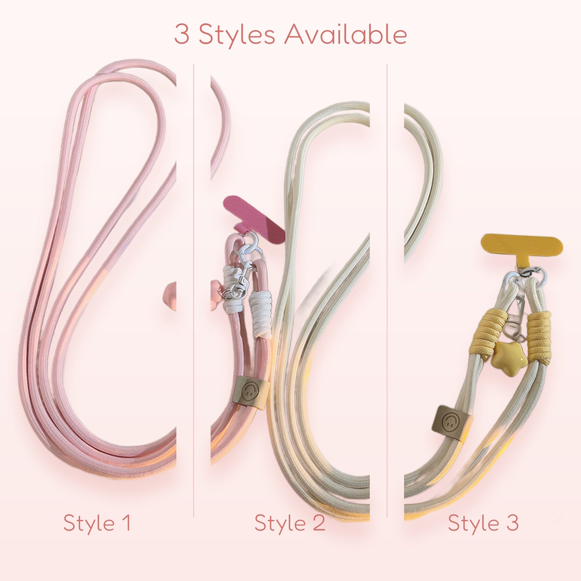 Pastel Pink & Cream Star Phone Lanyard | Cute Adjustable Crossbody Strap