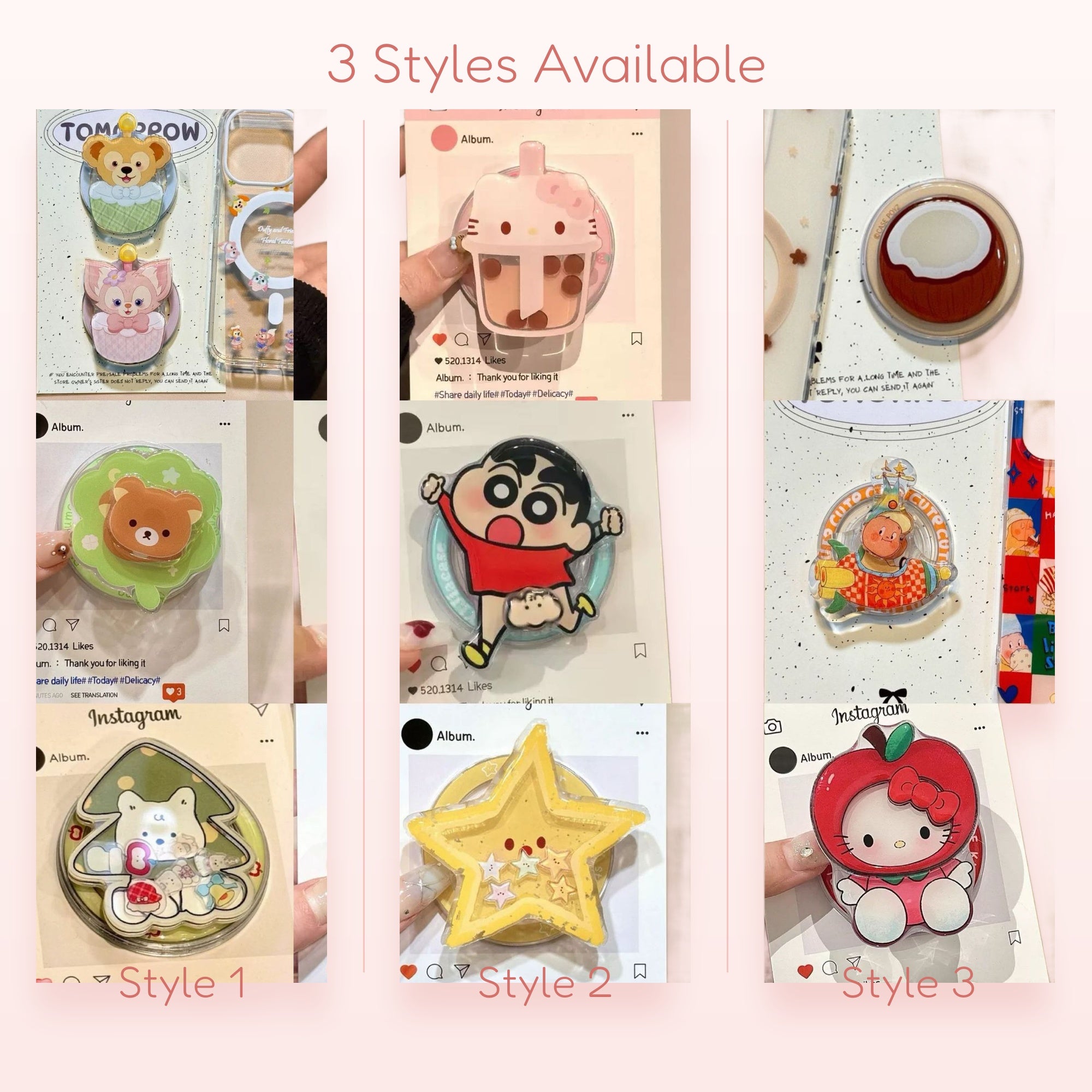 Assorted Kawaii Character Phone Grips | Cute Pop Socket Stand for Phones