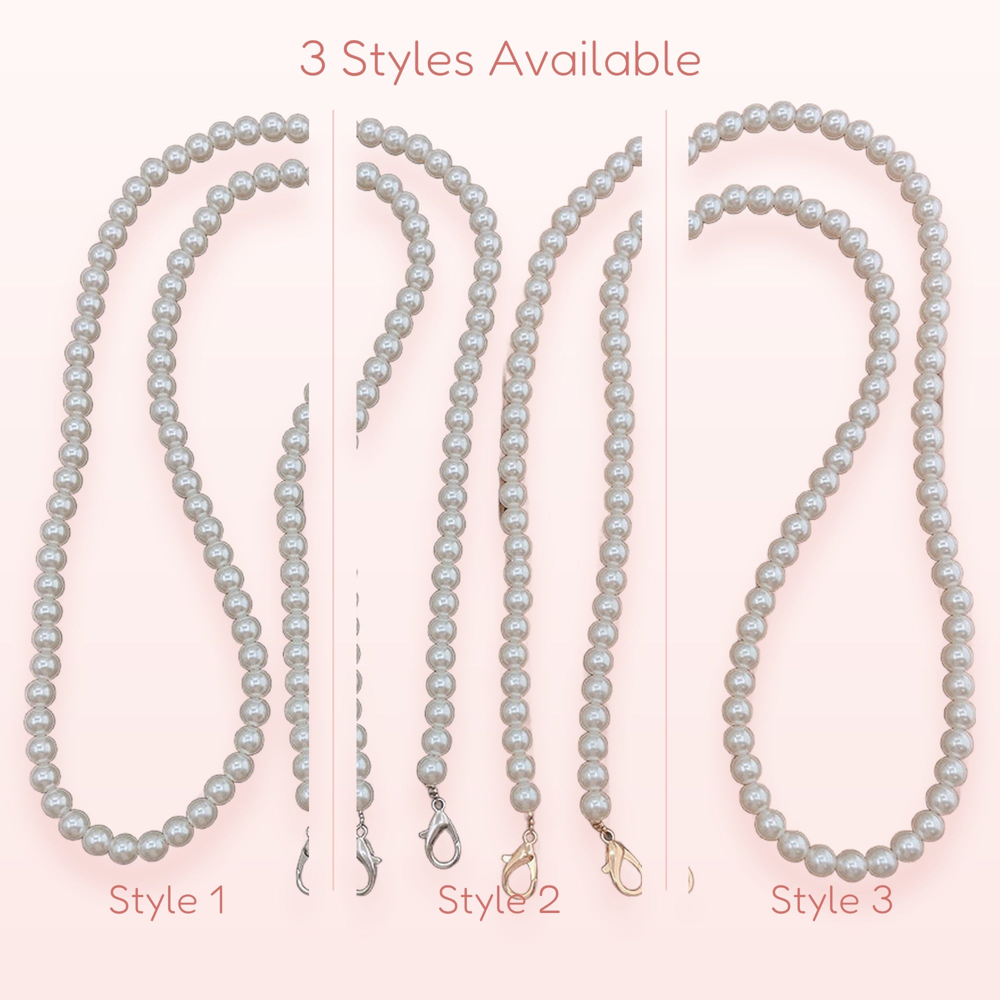 SIMPLYBUBBI — Classic Pearl Phone Lanyard | Gold & Silver Clasp Beaded Strap