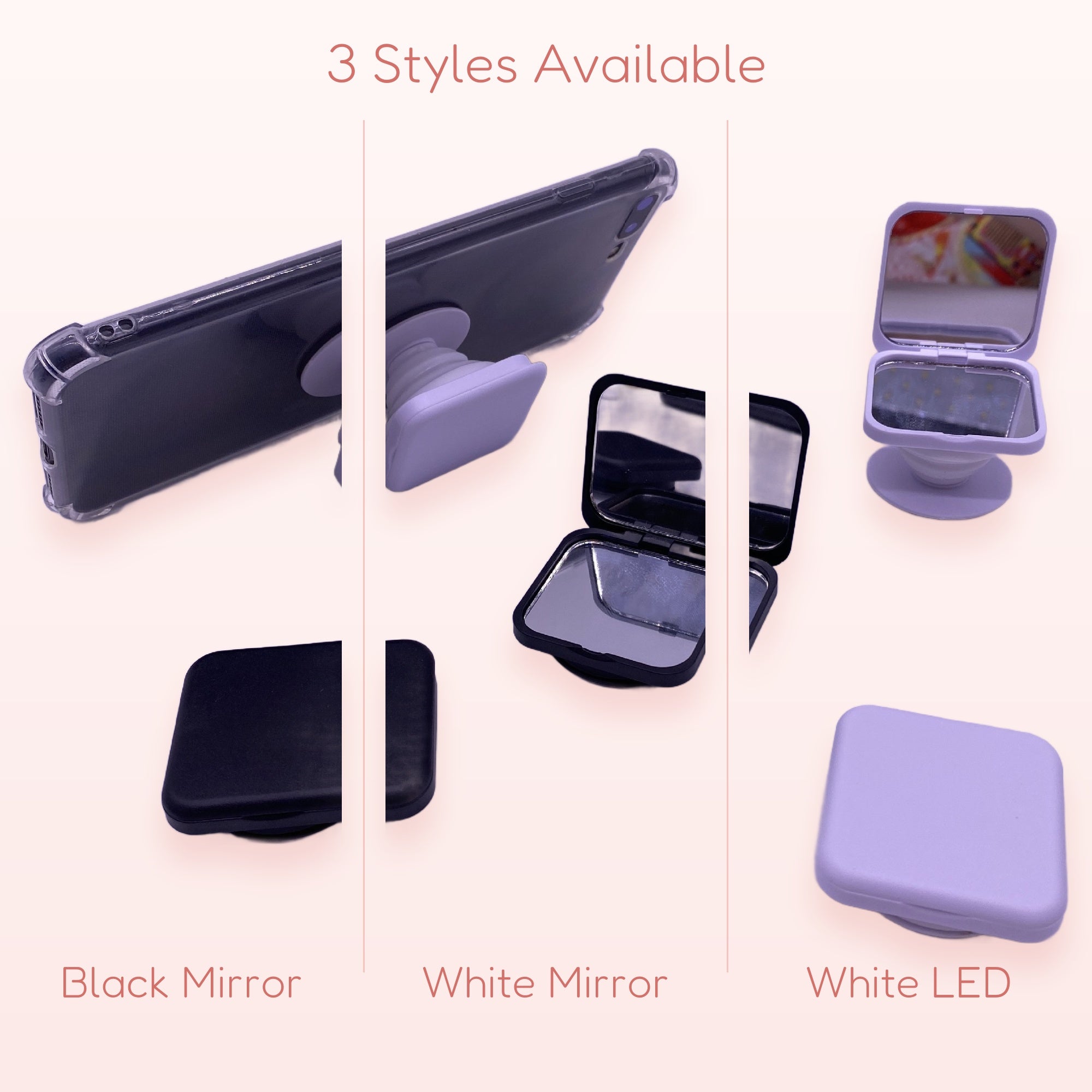 Mirror Phone Grip & Stand | Compact Pop Socket with Mirror