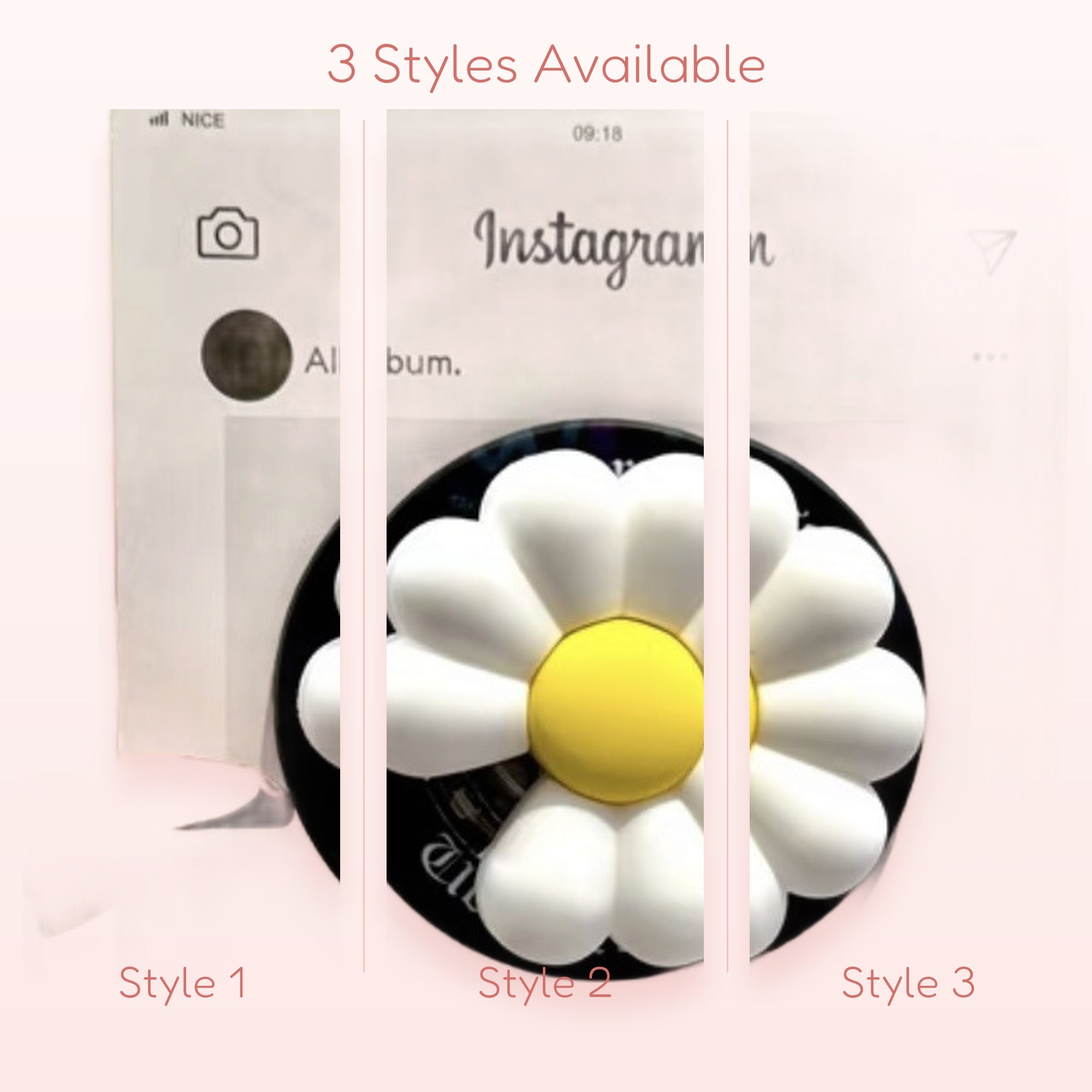 Cute White Daisy Flower Phone Grip | Kawaii Pop Socket Stand