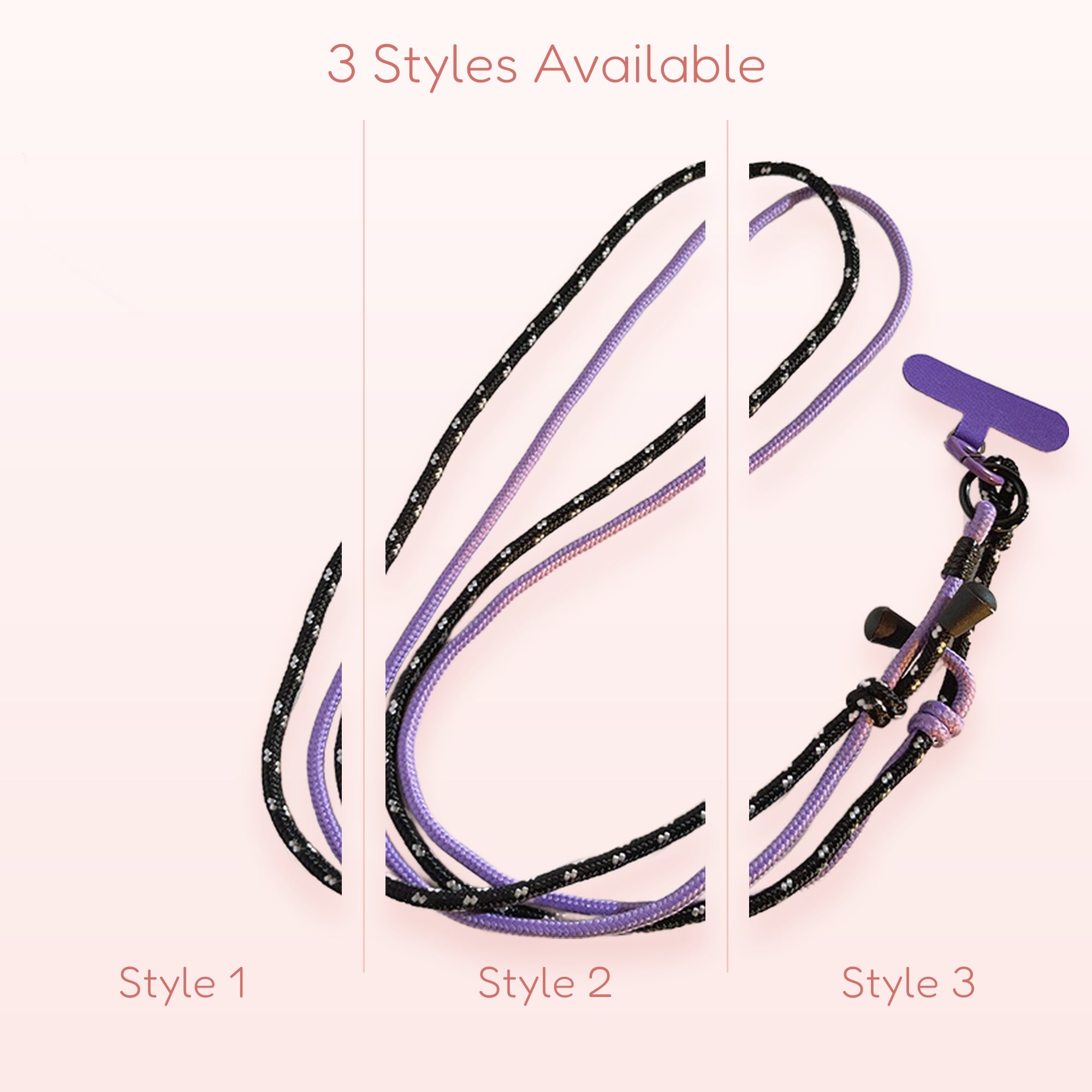 Black & Purple Braided Phone Lanyard | Adjustable Crossbody Phone Strap