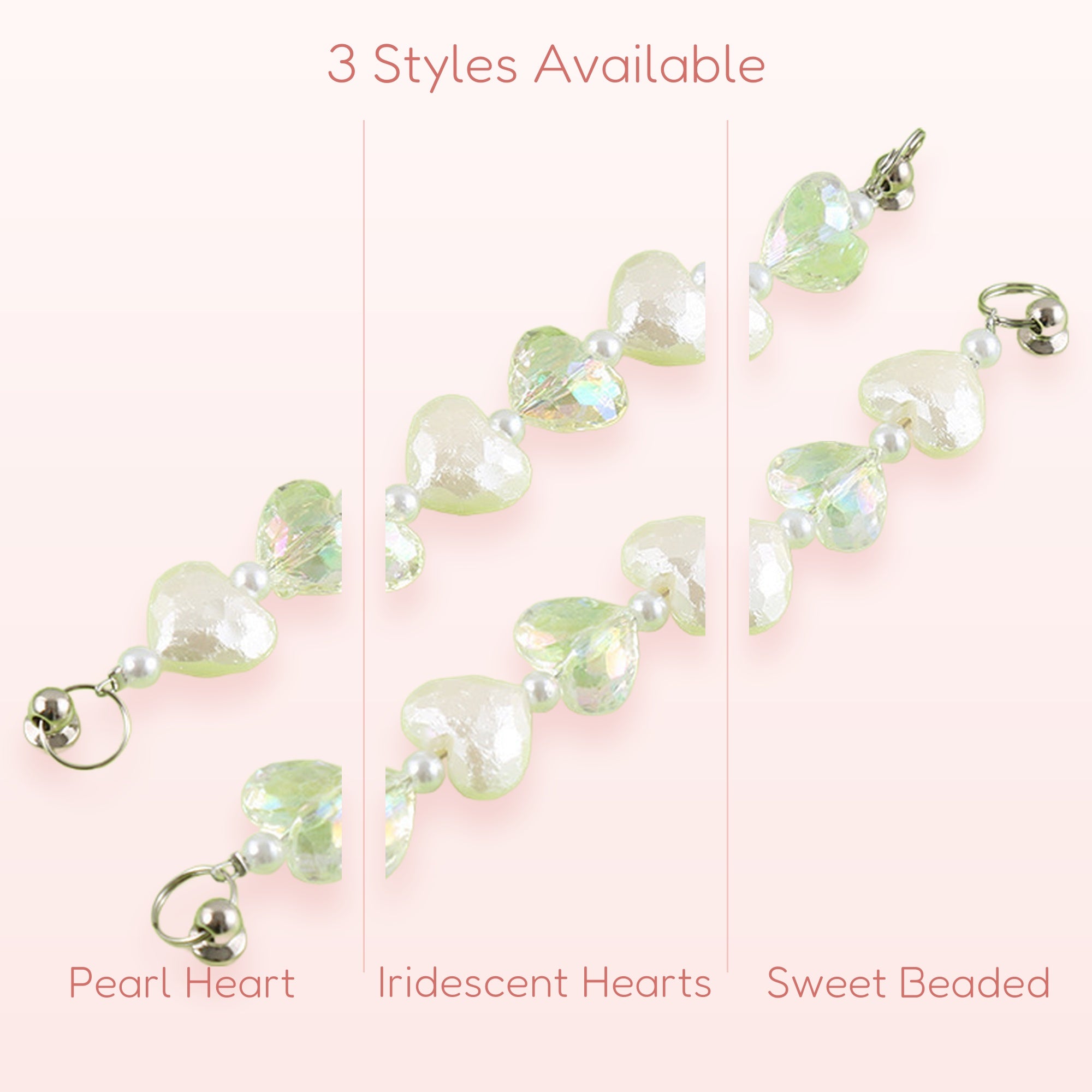 Pearl Heart Phone Charm Strap | Cute Beaded Wrist Lanyard