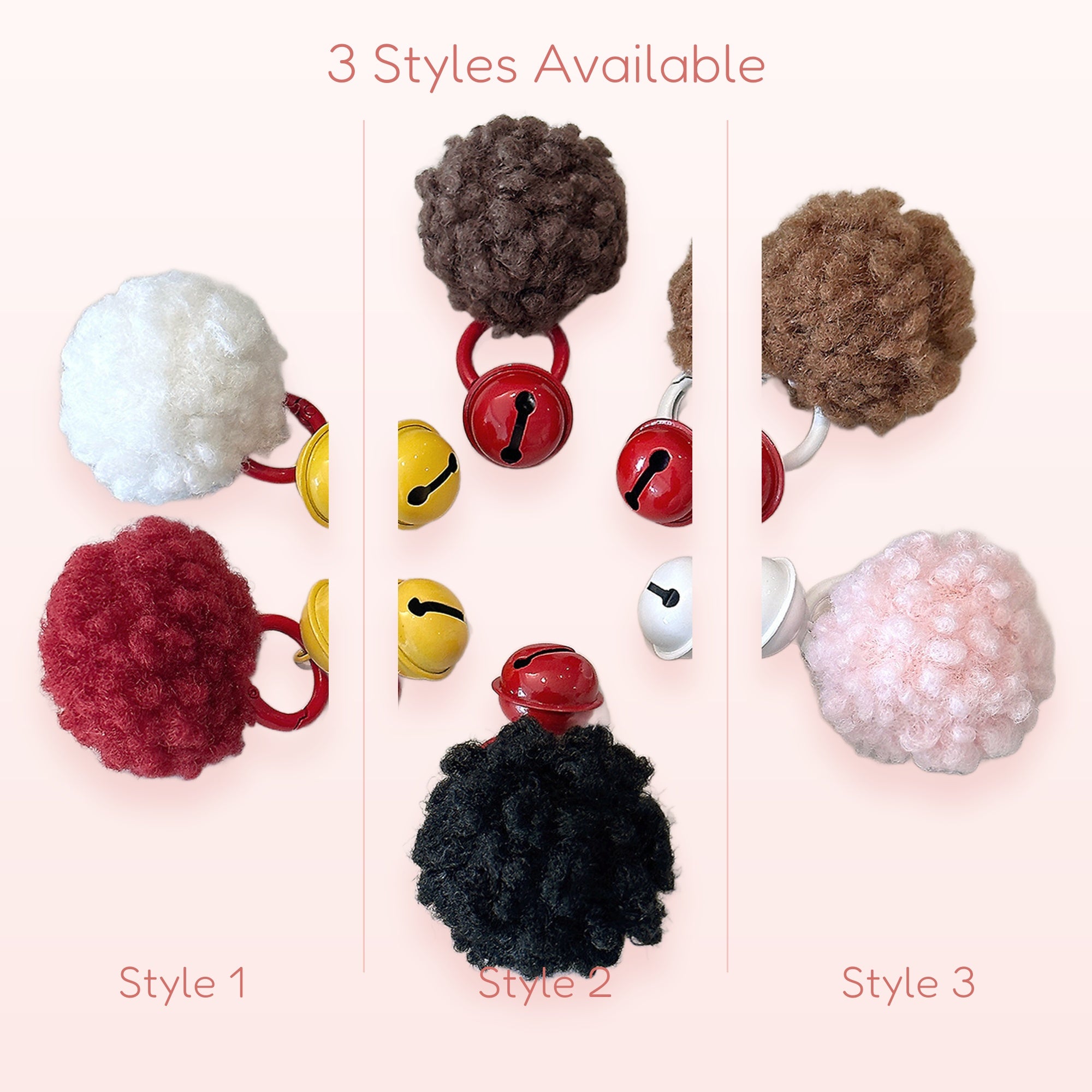 Fluffy Pom Pom Bell Phone Charm | Cute Colorful Fuzzy Ball Keychains