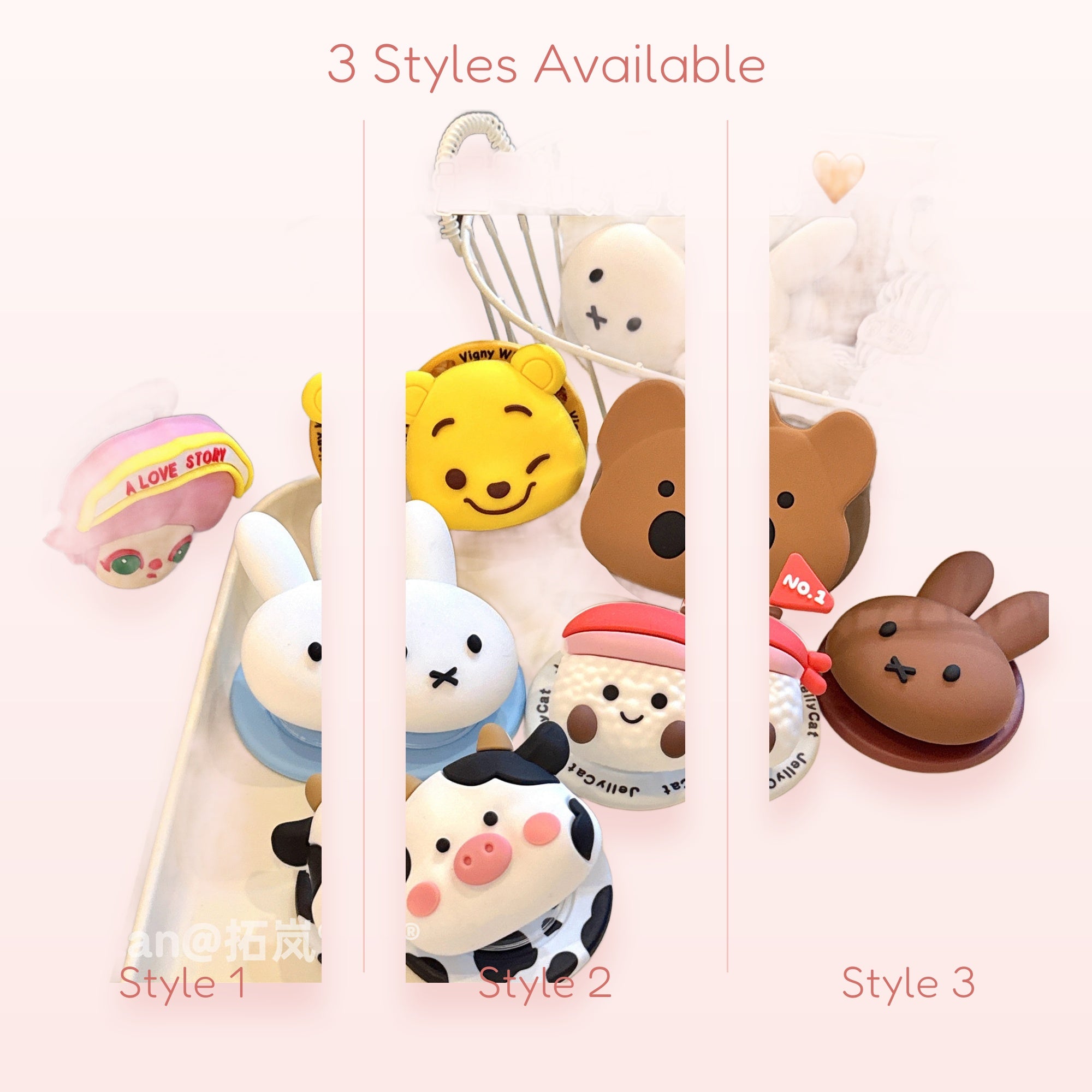 SIMPLYBUBBI — Miffy Pooh Cow Bear Phone Grip | Cute Pop Socket Stand