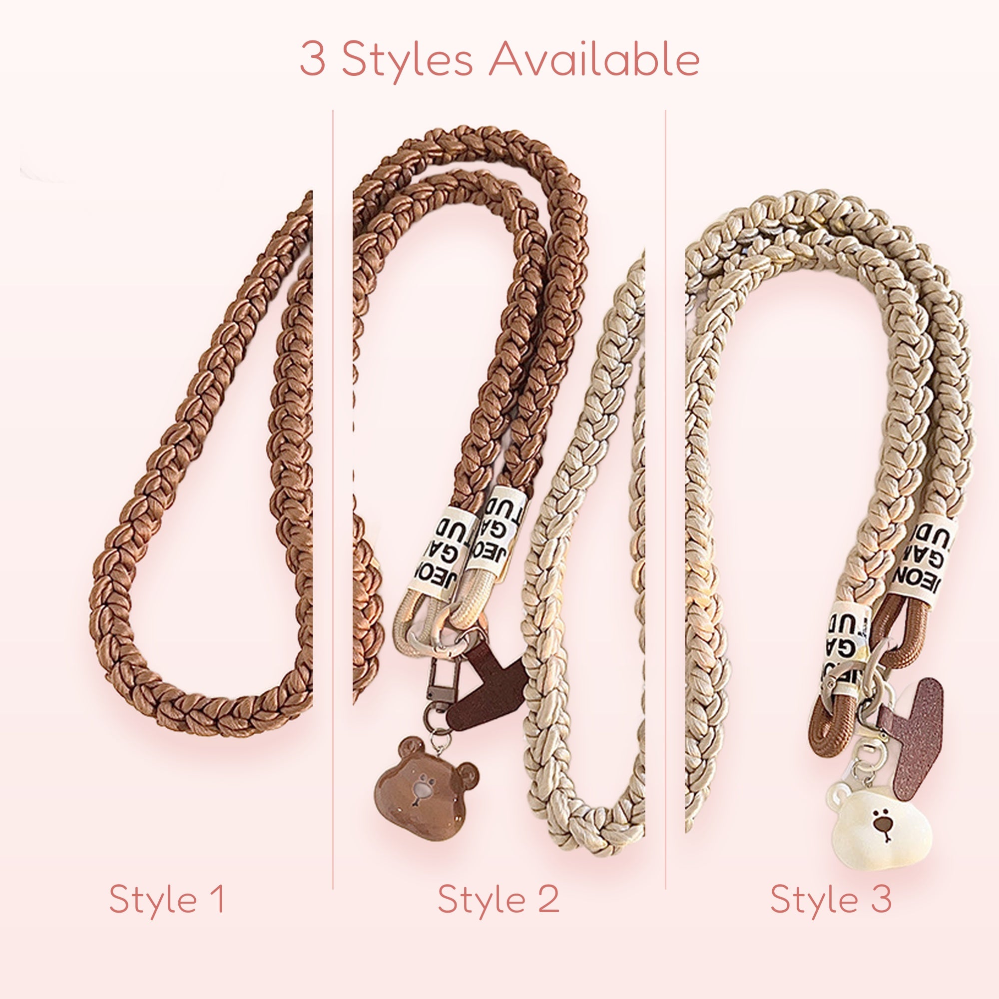 Braided Bear Phone Lanyard | Cute Kawaii Wrist Strap for Phone