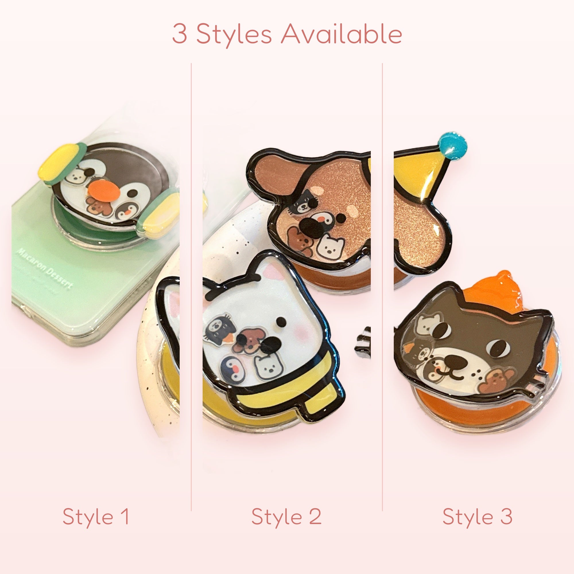 Cute Animal Character Phone Grip | Kawaii Glitter Pop Socket Stand