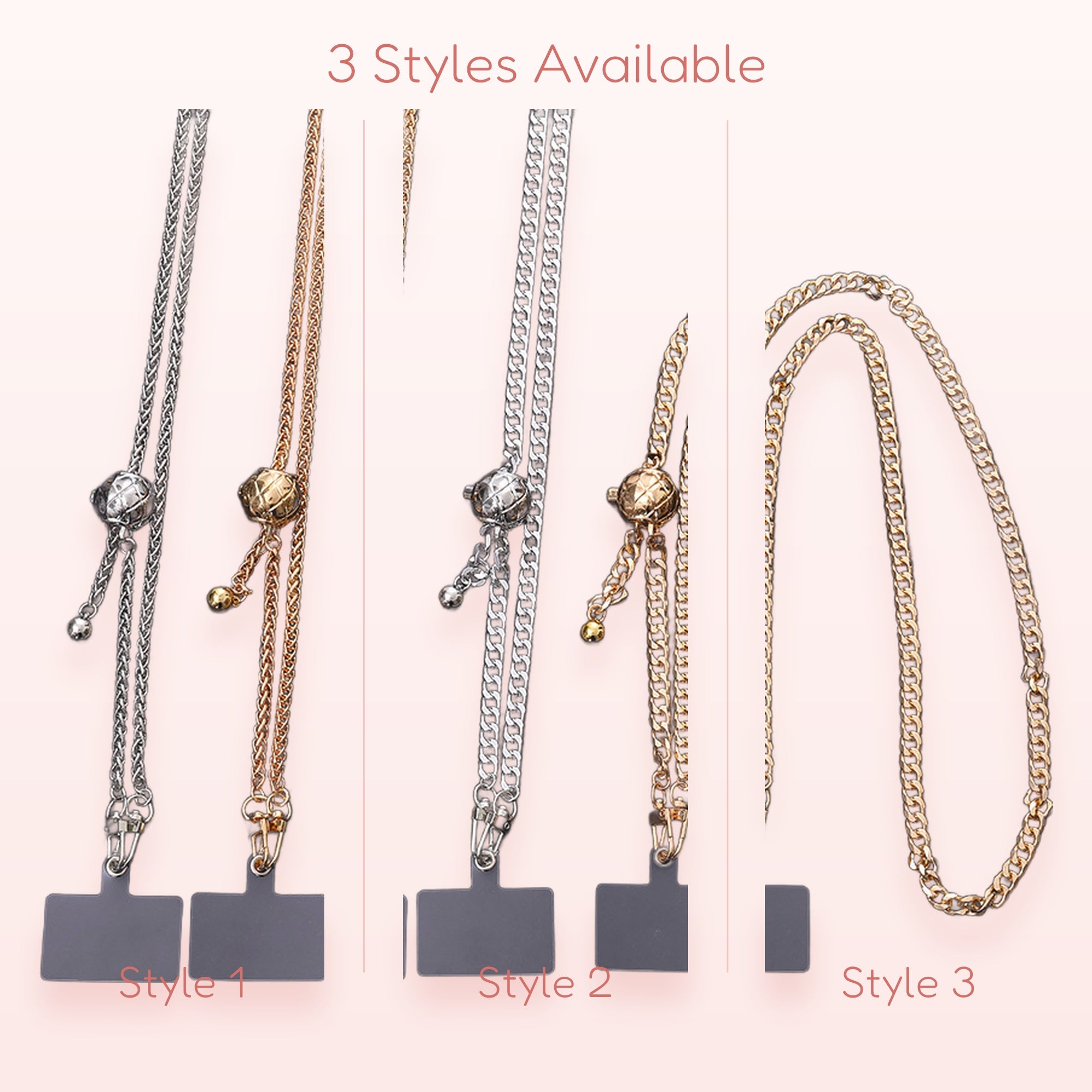 Adjustable Gold & Silver Chain Phone Lanyard | Chic Metal Strap with Globe Slider