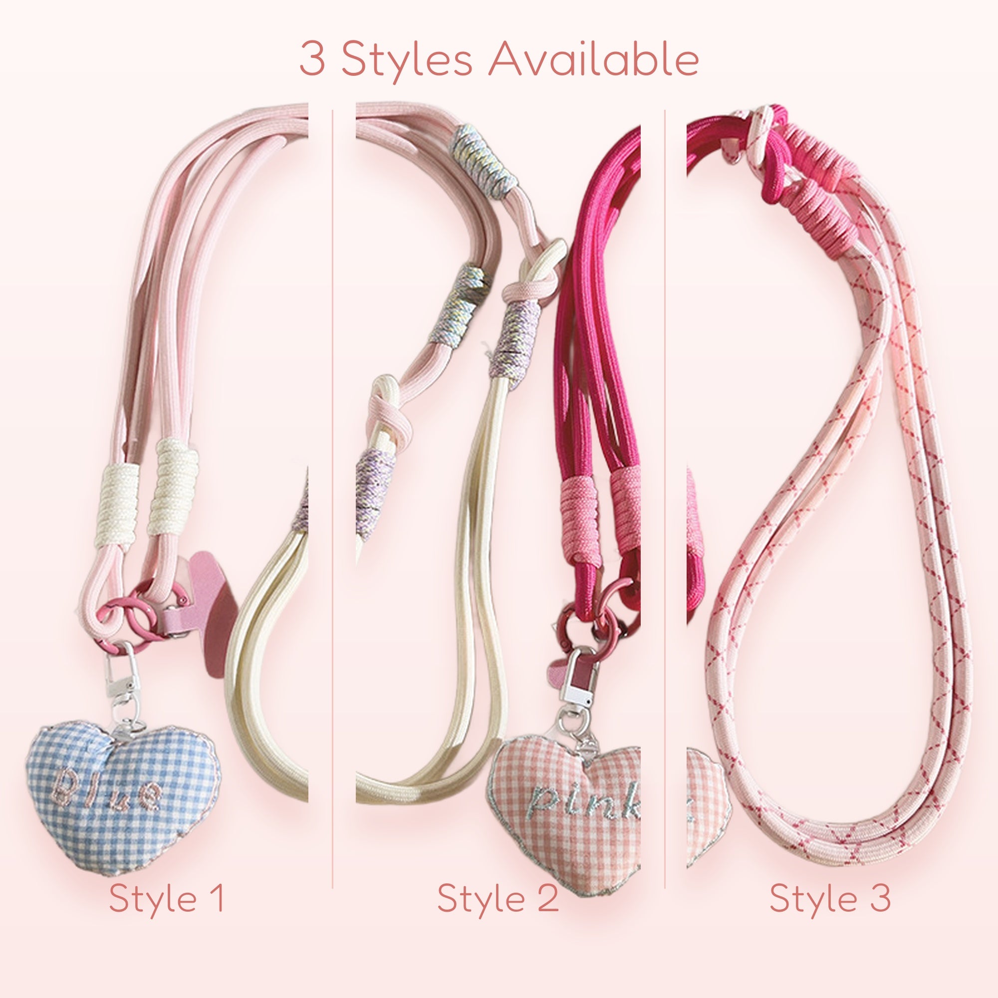 Kawaii Pastel Gingham Heart Phone Lanyard | Cute Adjustable Neck Strap