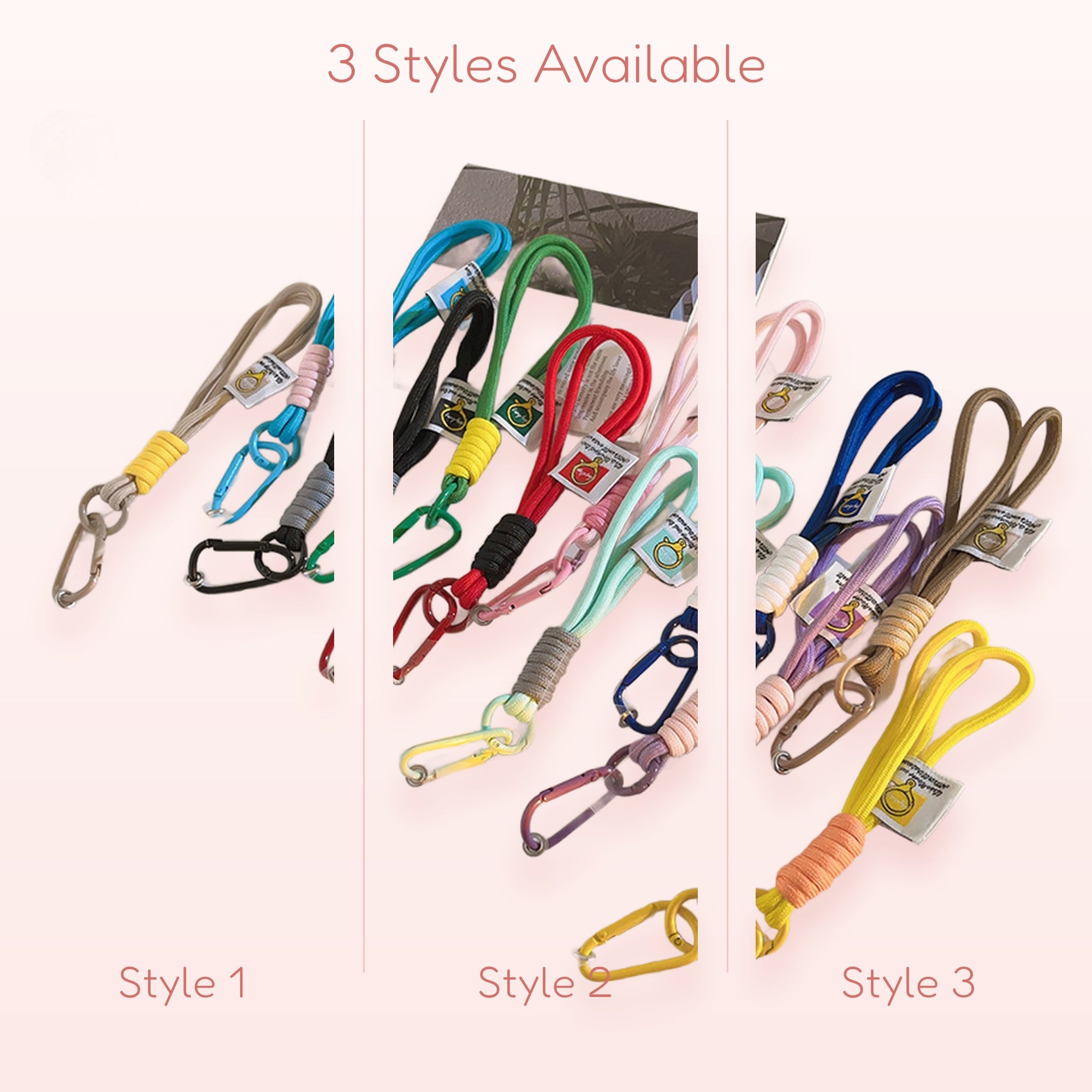 Colorful Braided Rope Phone Charm Strap | Aesthetic Wrist Lanyard with Carabiner Clip
