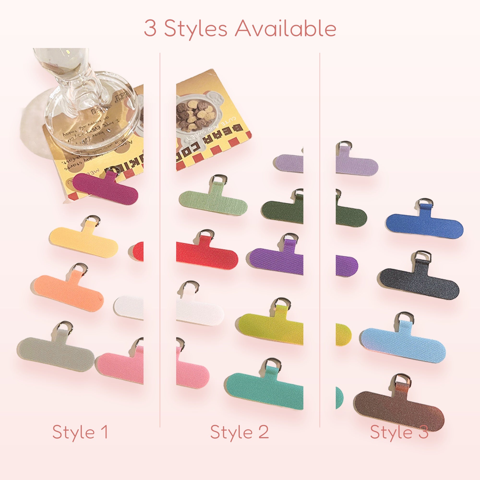 SIMPLYBUBBI — Assorted Plain Phone Patch Tabs | Universal Lanyard Connectors