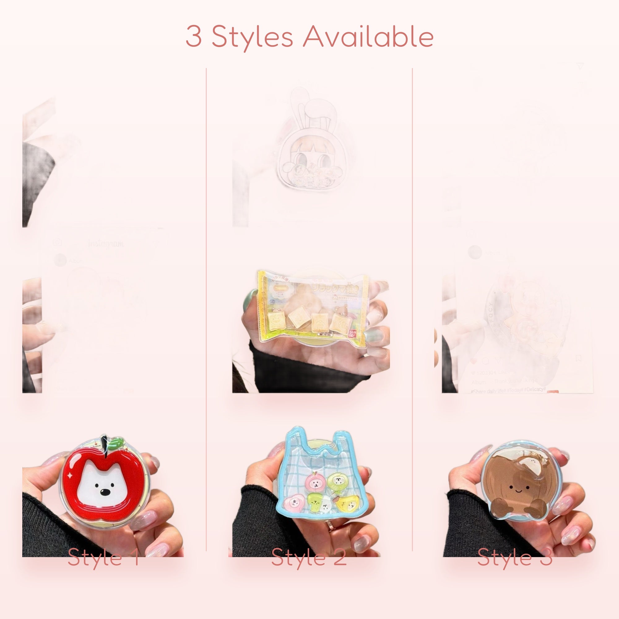 Kawaii Anime Character & Food Phone Grips | Cute Acrylic Pop Socket Stands