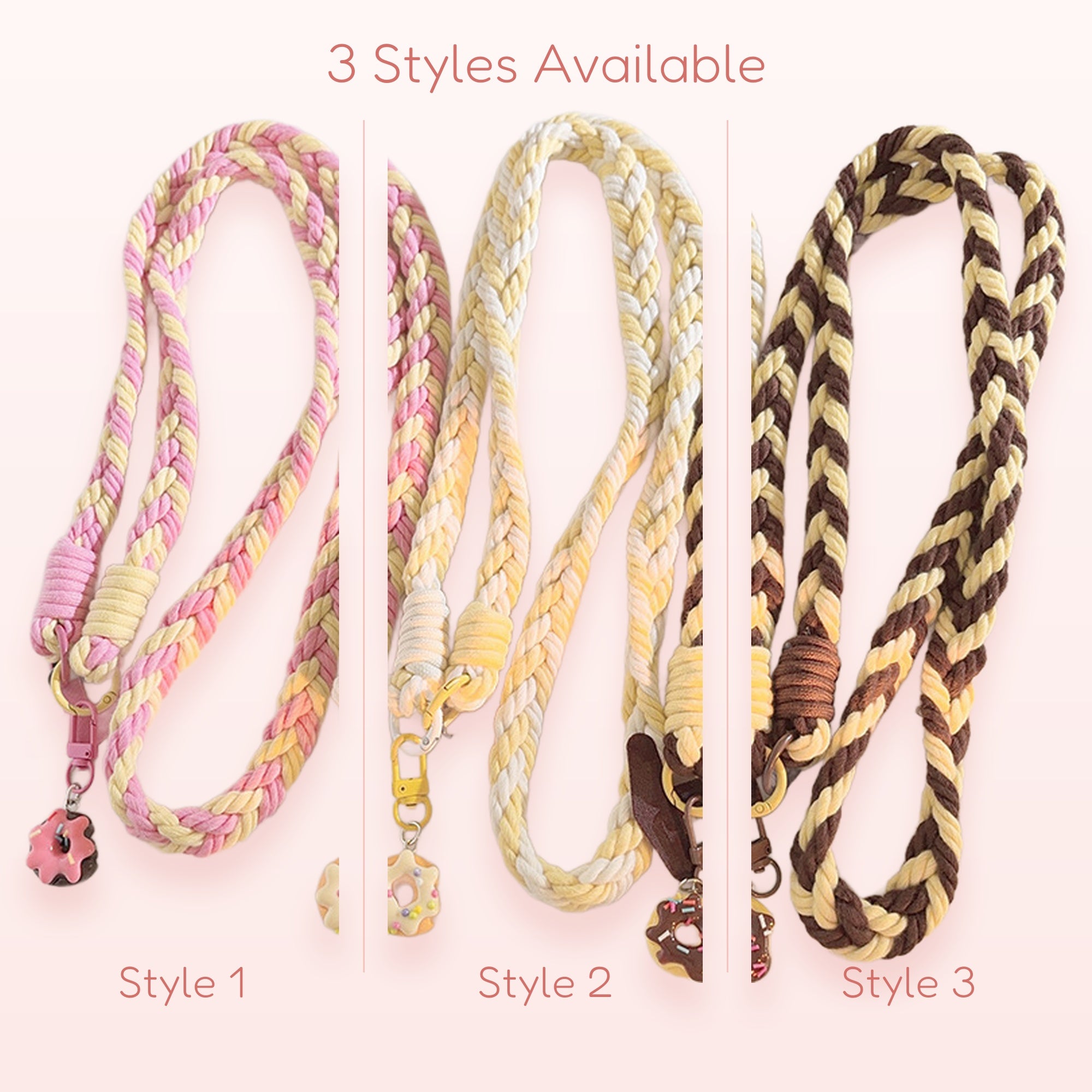 Braided Donut Phone Lanyard | Kawaii Pastel & Earth Tone Crossbody Strap