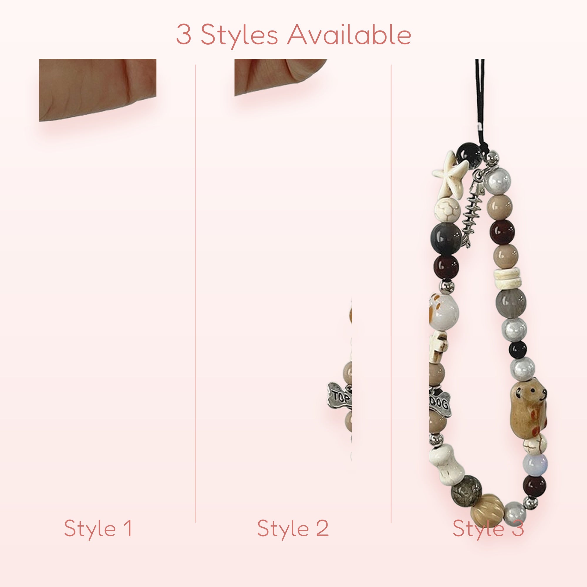Aesthetic Neutral Beaded Phone Charm Strap | Cute Animal & Bone Wrist Lanyard