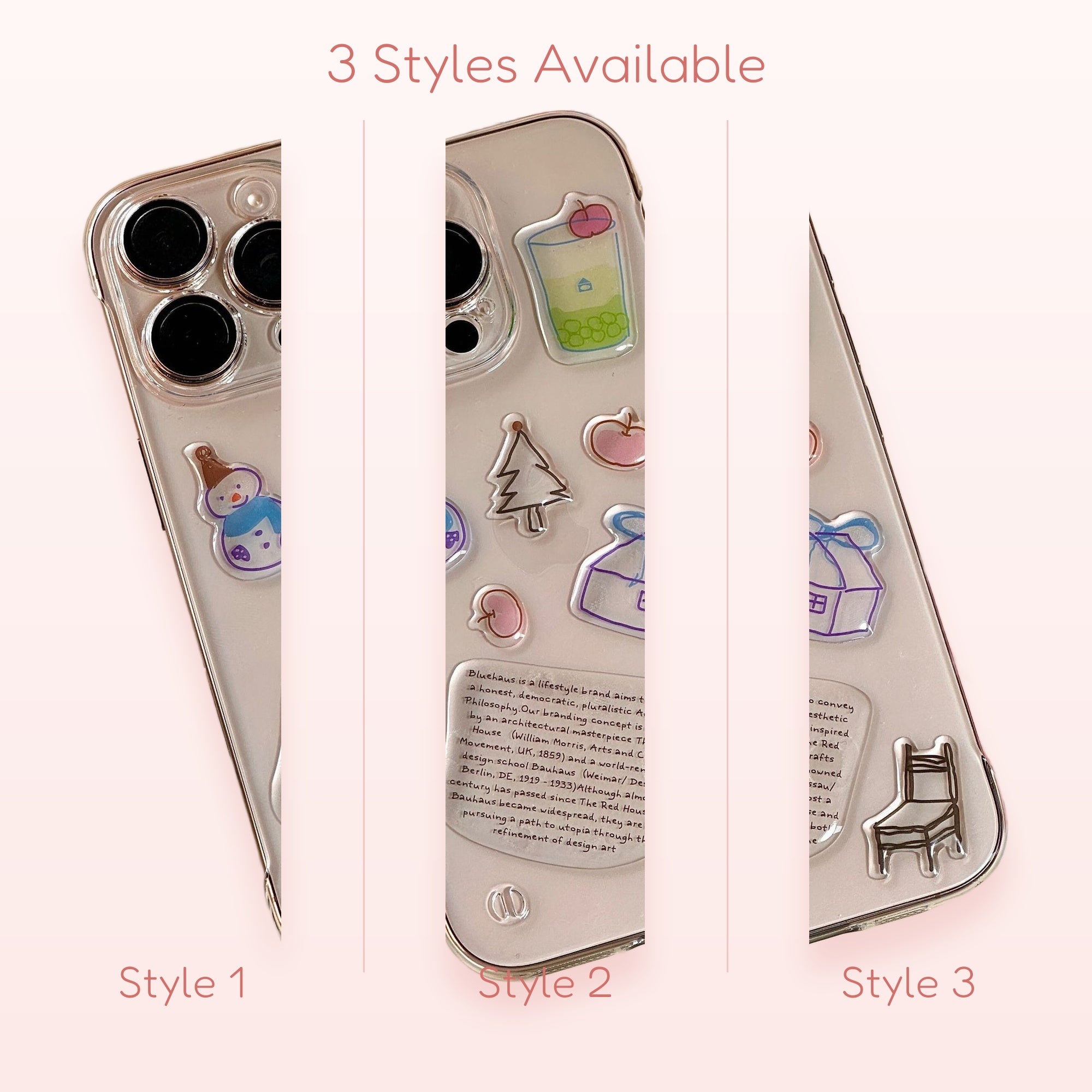 Clear Aesthetic Sticker Phone Grip | Kawaii Bubble Tea & House Pop Socket Stand