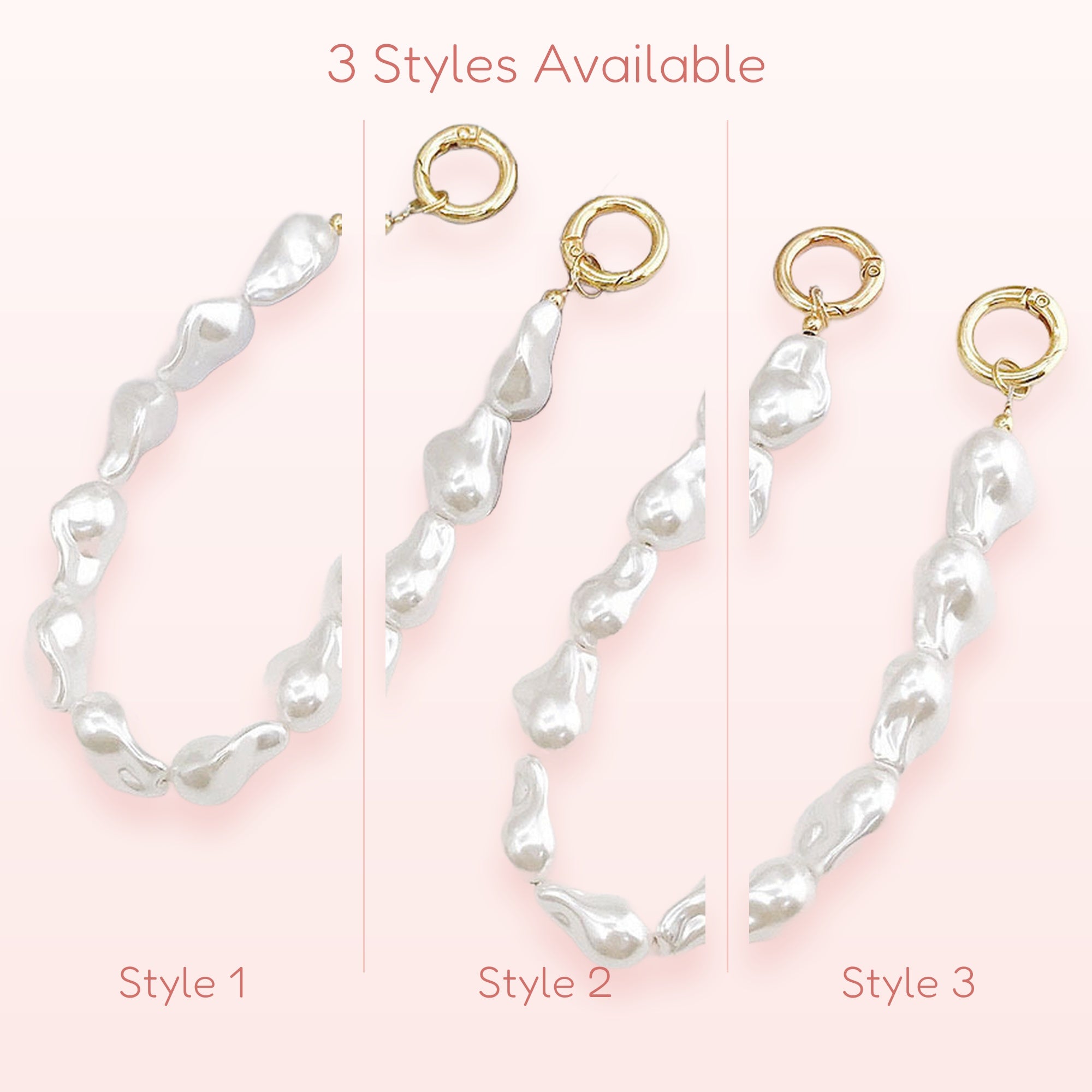 Chunky Baroque Pearl Phone Charm | Aesthetic Gold Clasp Wrist Strap
