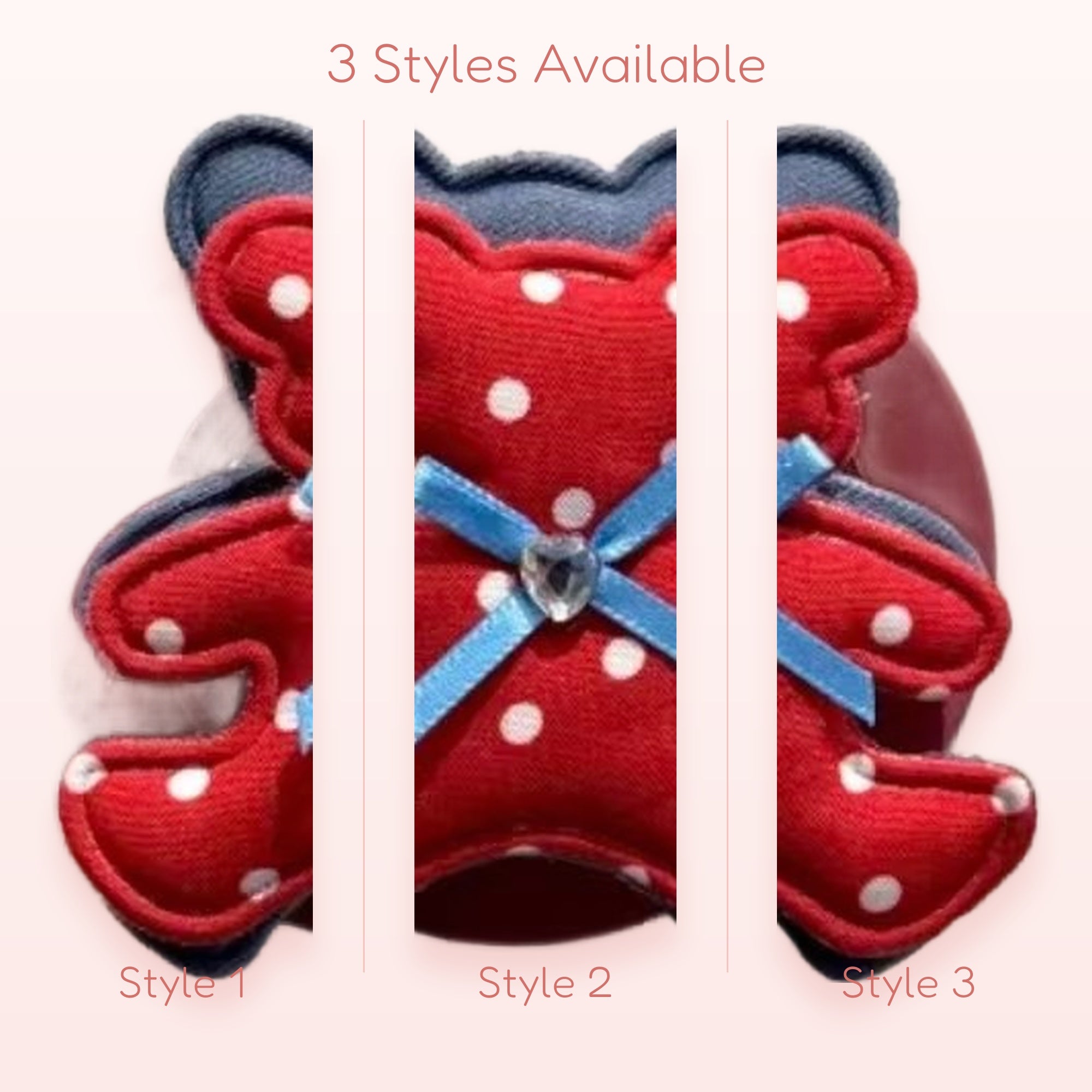 Cute Red Polka Dot Bear Phone Grip | Kawaii Fabric Pop Socket Stand