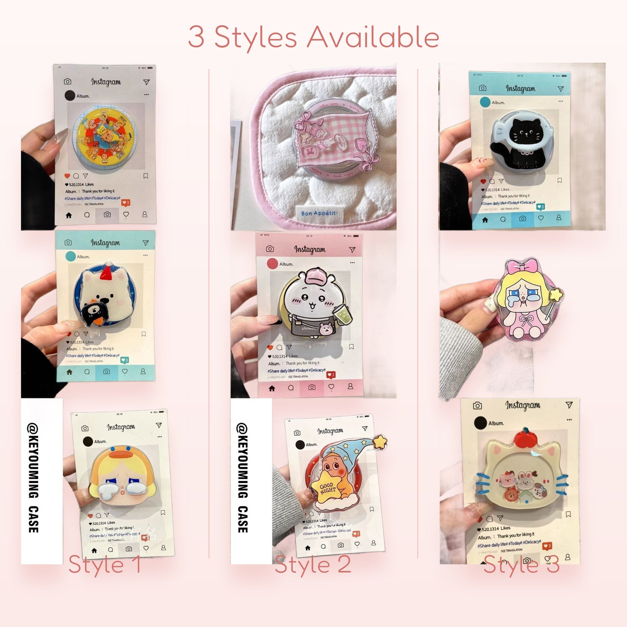 Assorted Kawaii Character Phone Grips | Cute Pop Socket Stands
