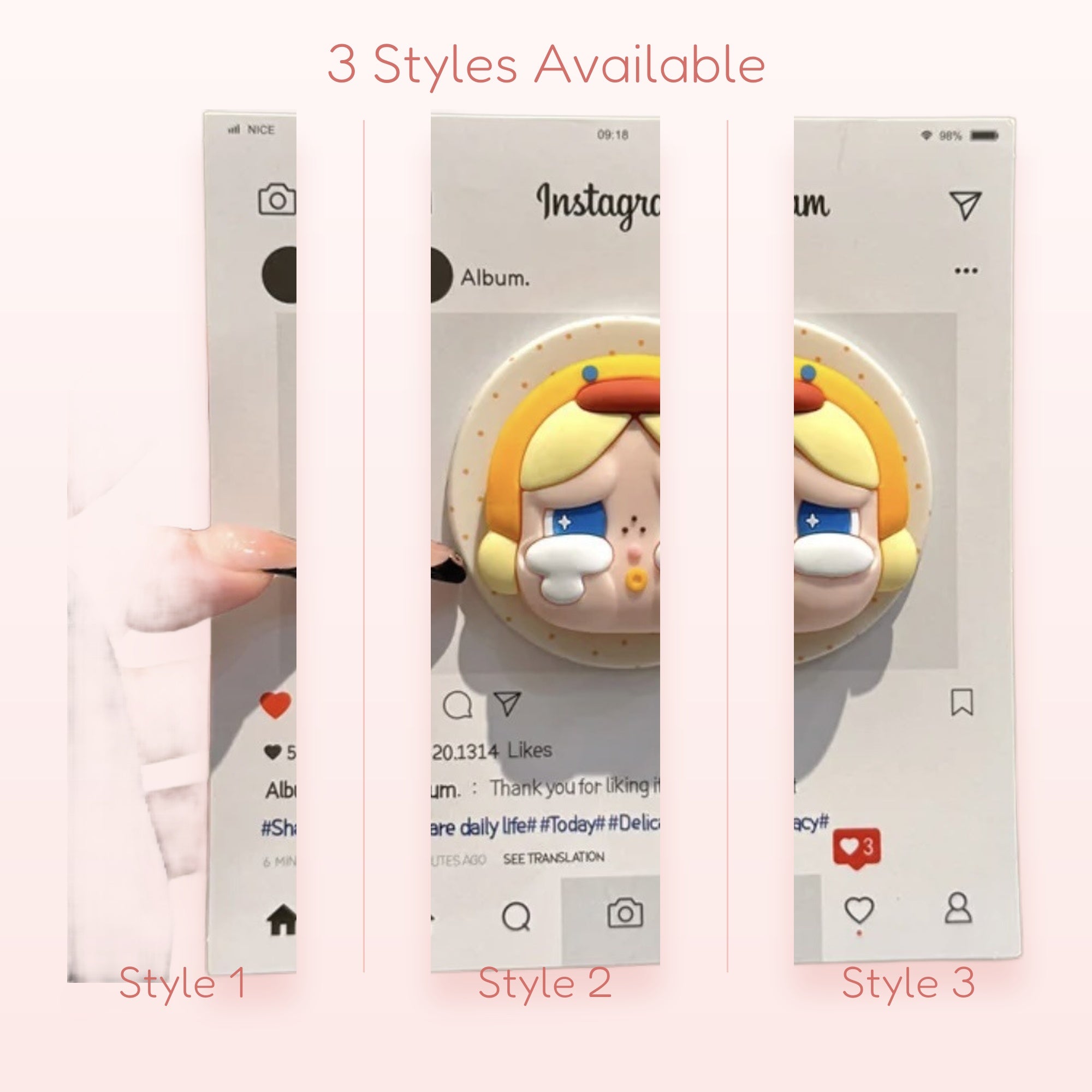 Crying Anime Girl Phone Grip | Kawaii Pop Socket Stand for Girls
